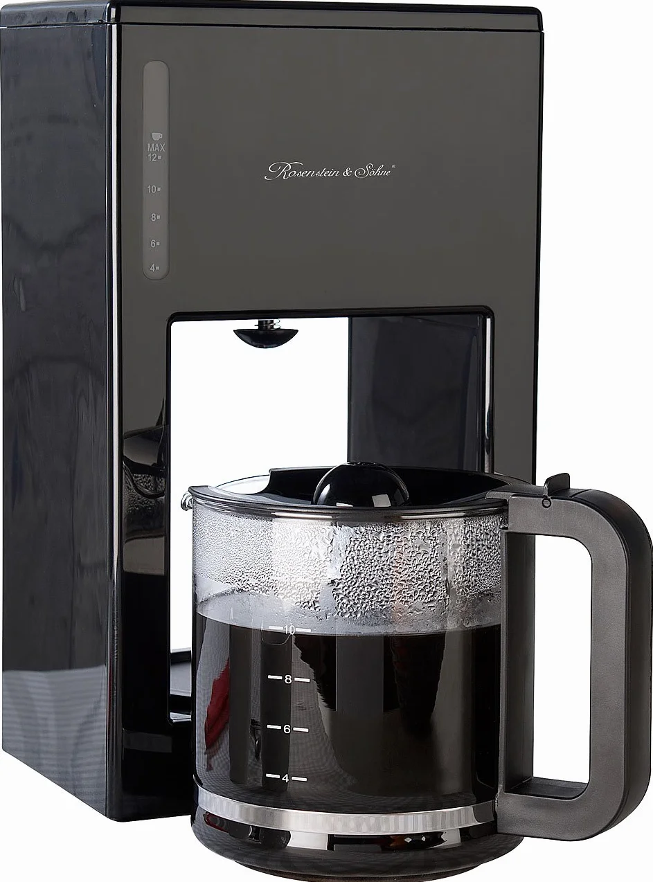 Rosenstein & Söhne Cafeteras de goteo - cafetera de filtro: Diseño moderno- Cafetera, para hasta 12 tazas, 1,5 litros, 1.000 vatios (moderna, filtro de diseño, taza)