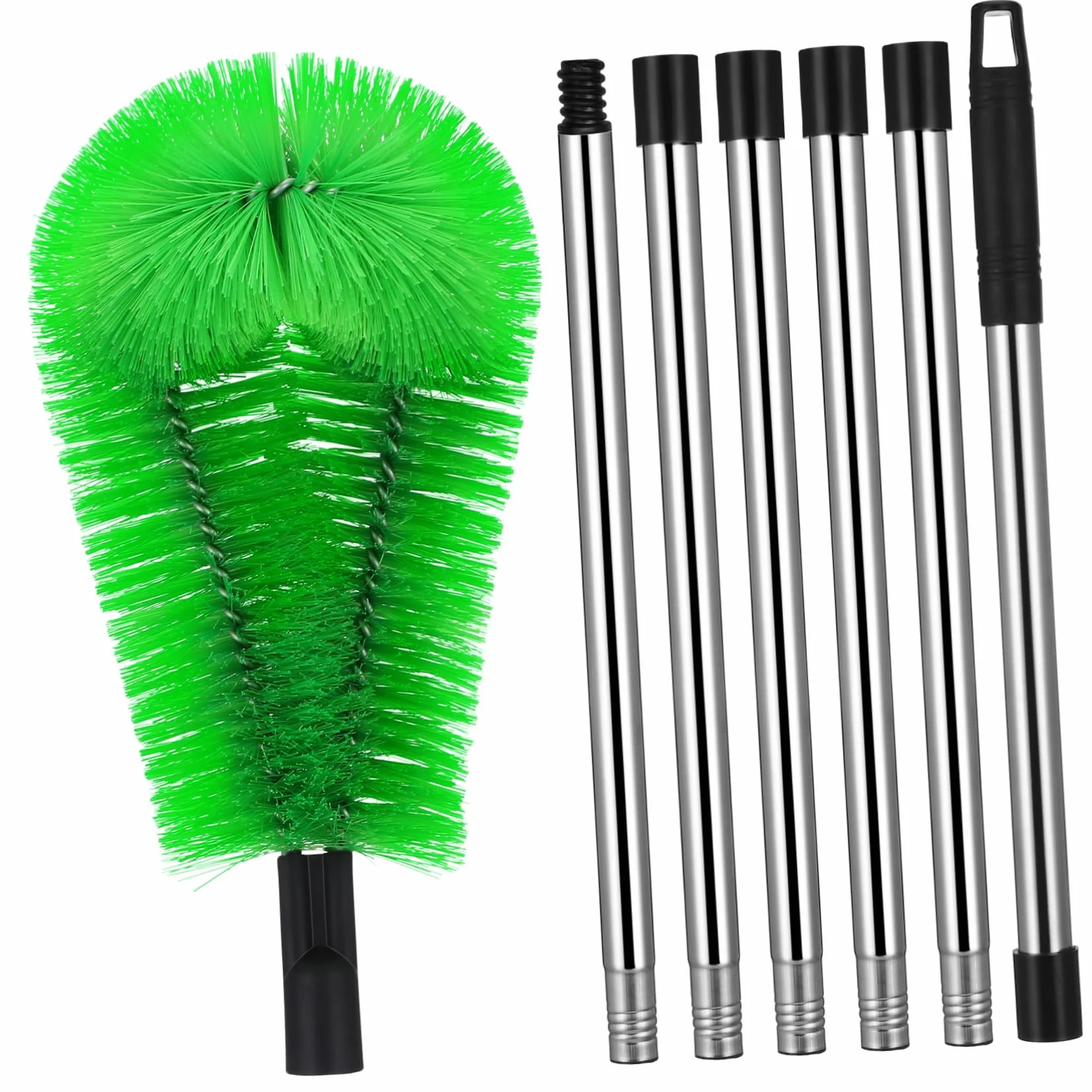 Hemobllo Cepillo de Limpieza de Canalones Varilla Extensible, Cabezal Flexible y Acero Inoxidable, para Áreas Altas y Tareas del Hogar,