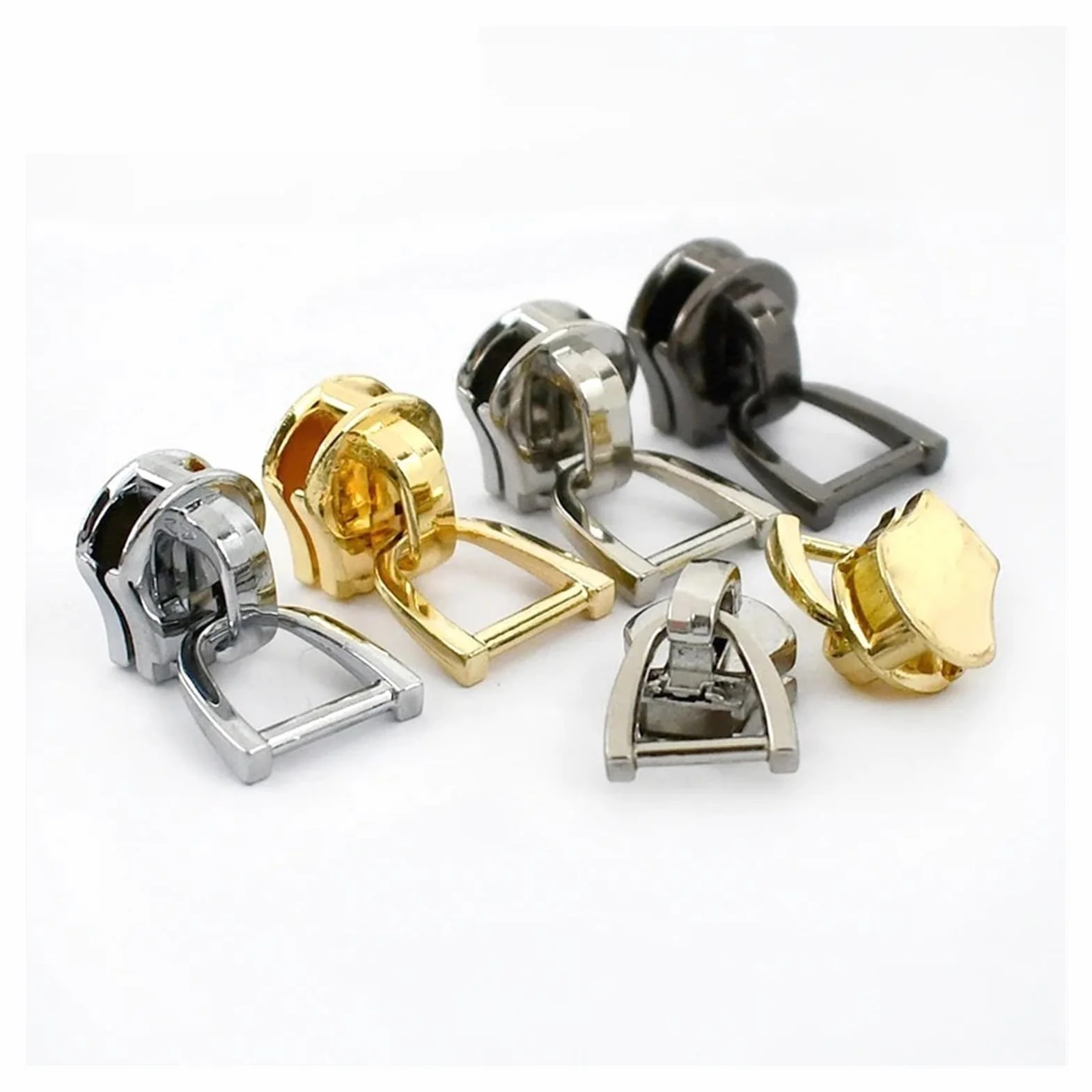Tirador de cremallera for Metal, anillo en D, deslizadores, bolsas, chaqueta, cierre cremalleras repuesto, accesorios costura DIY, 5-20 piezas, 3#5#8#10#(LightGold,20Pcs,ForMetal-No8)