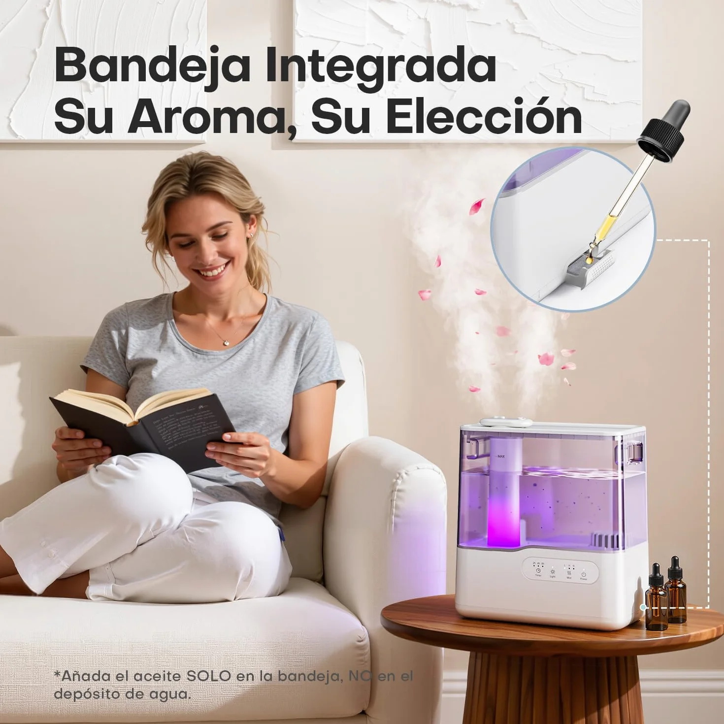 AROEVE Humidificador de Aire 5L Ultrasónico Top-Fill Niebla Fría 36H 25dB Silencioso