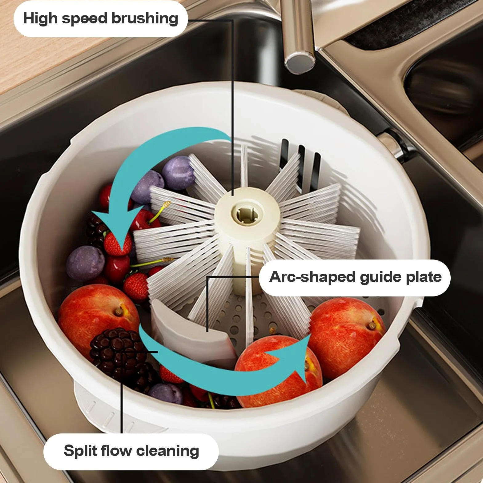 Centrifugador limpiador de frutas - Secador de cocina giratorio | eléctrica manual de frutas | Limpiador de alimentos eficiente para ensaladas, ensaladas, fresas, bayas y la preparación de