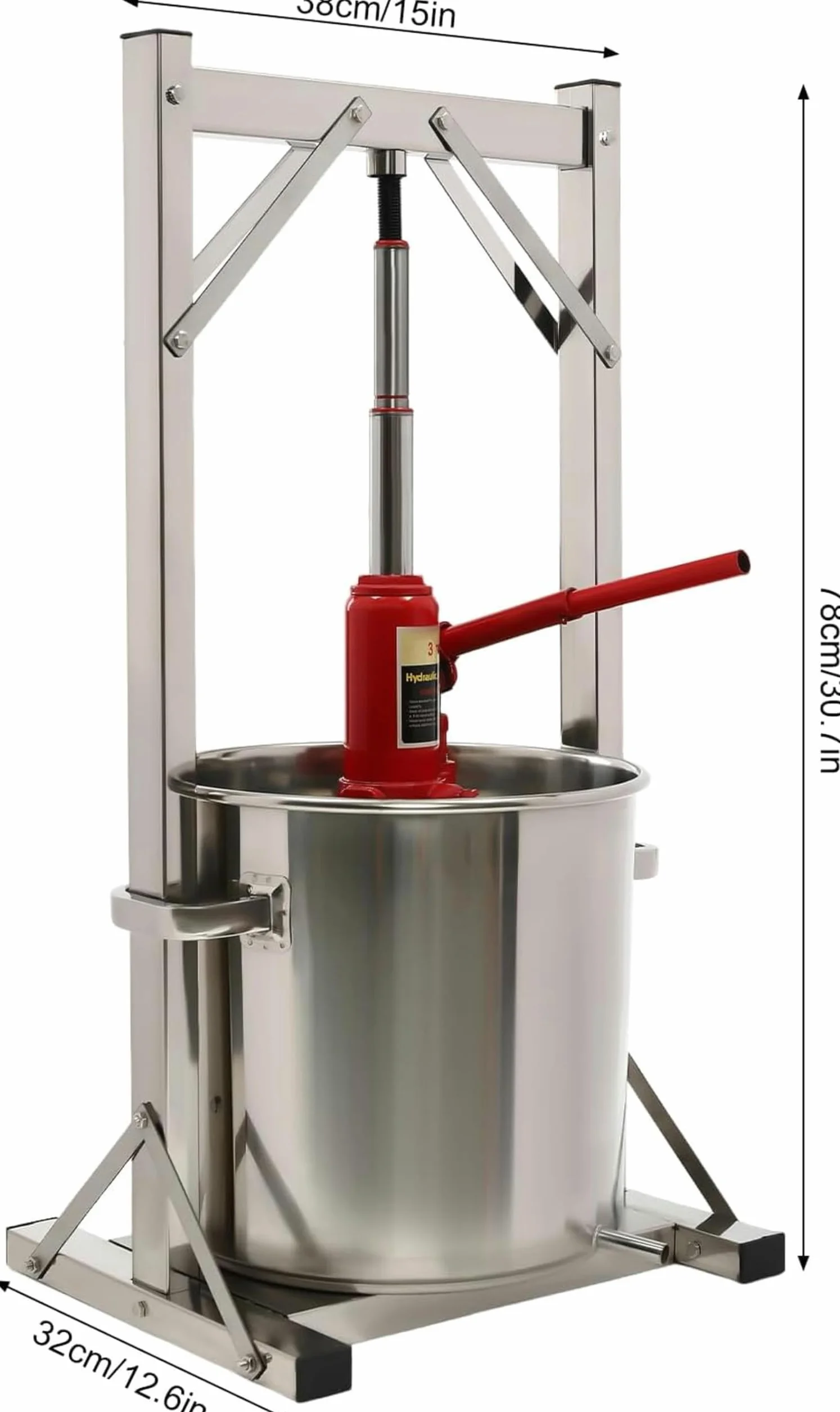 Máquina de Prensa de Vino de Frutas de 22 l/5,8 GAL, prensador Manual de Jugo de Acero Inoxidable para Queso, Hierbas, Prensa para Hacer Aceite de Oliva y Miel de Verduras
