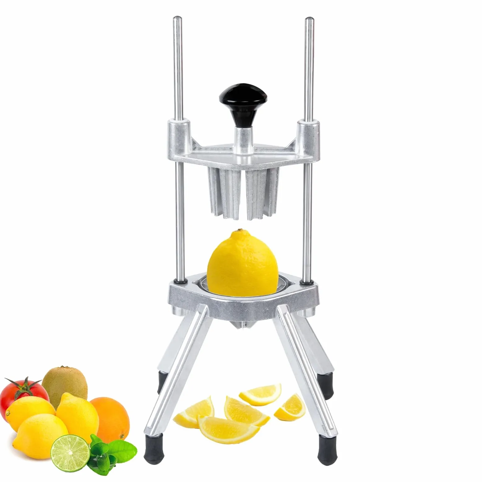 Cortador manual de cuñas de frutas resistente, cortador de cuña comercial de acero inoxidable para naranjas, tomates, cebollas, patatas, ideal para restaurante, cocina, reuniones al aire libre