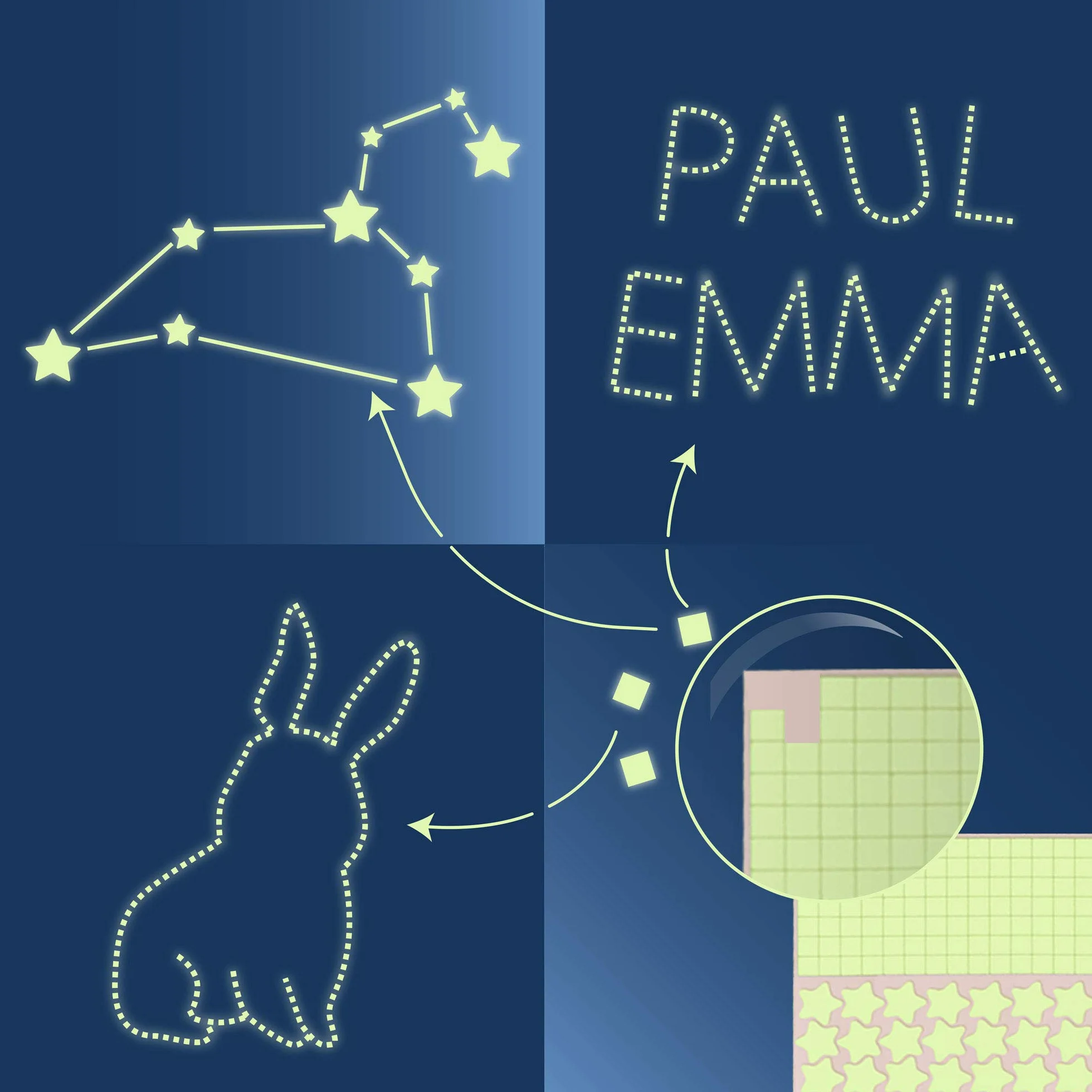Pegatinas fluorescentes estrellas luminosas para techo y pared 452 pzas. Decoración dormitorio infantil
