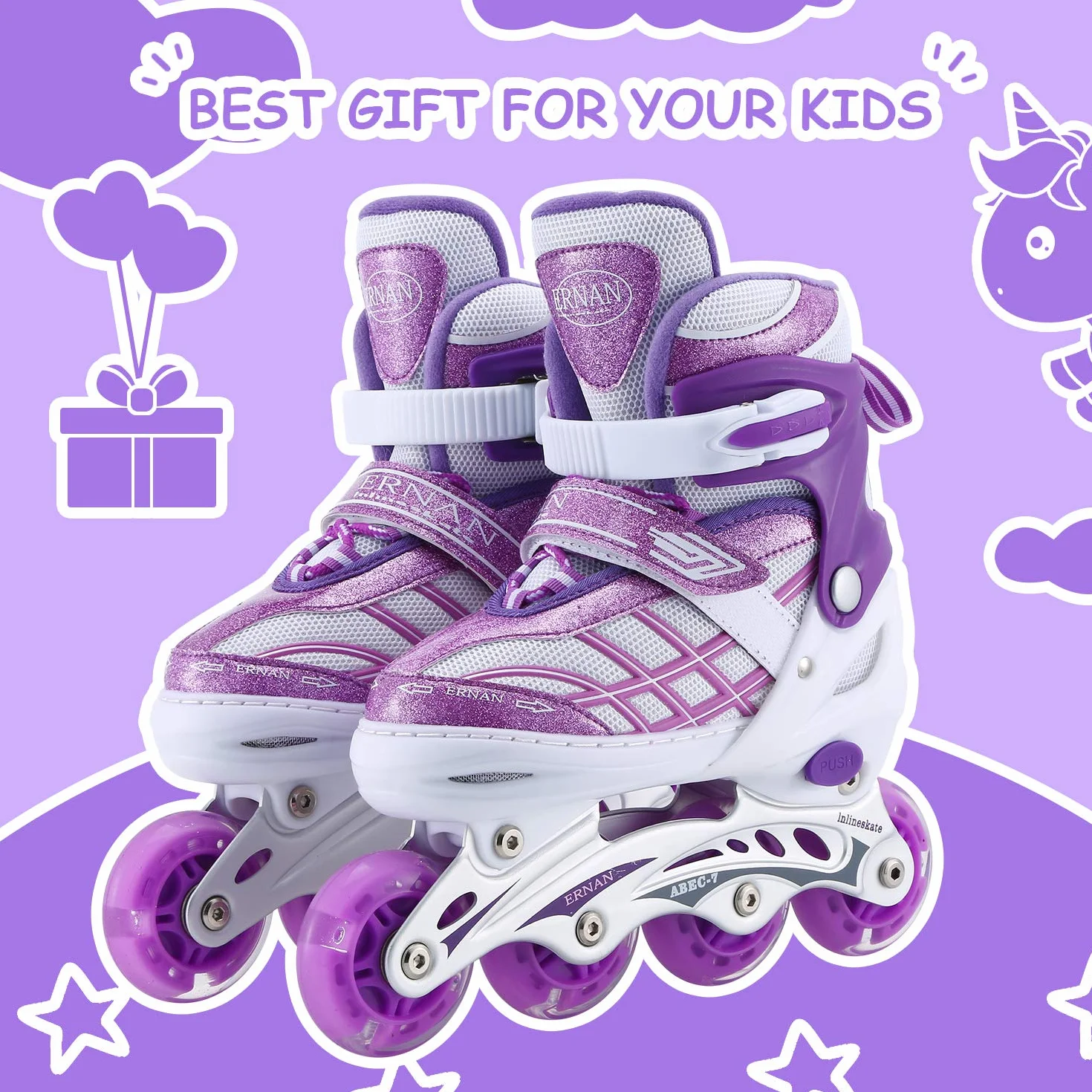 Patines en Línea para Niñas Ajustables con Ruedas Luminosas Principiantes