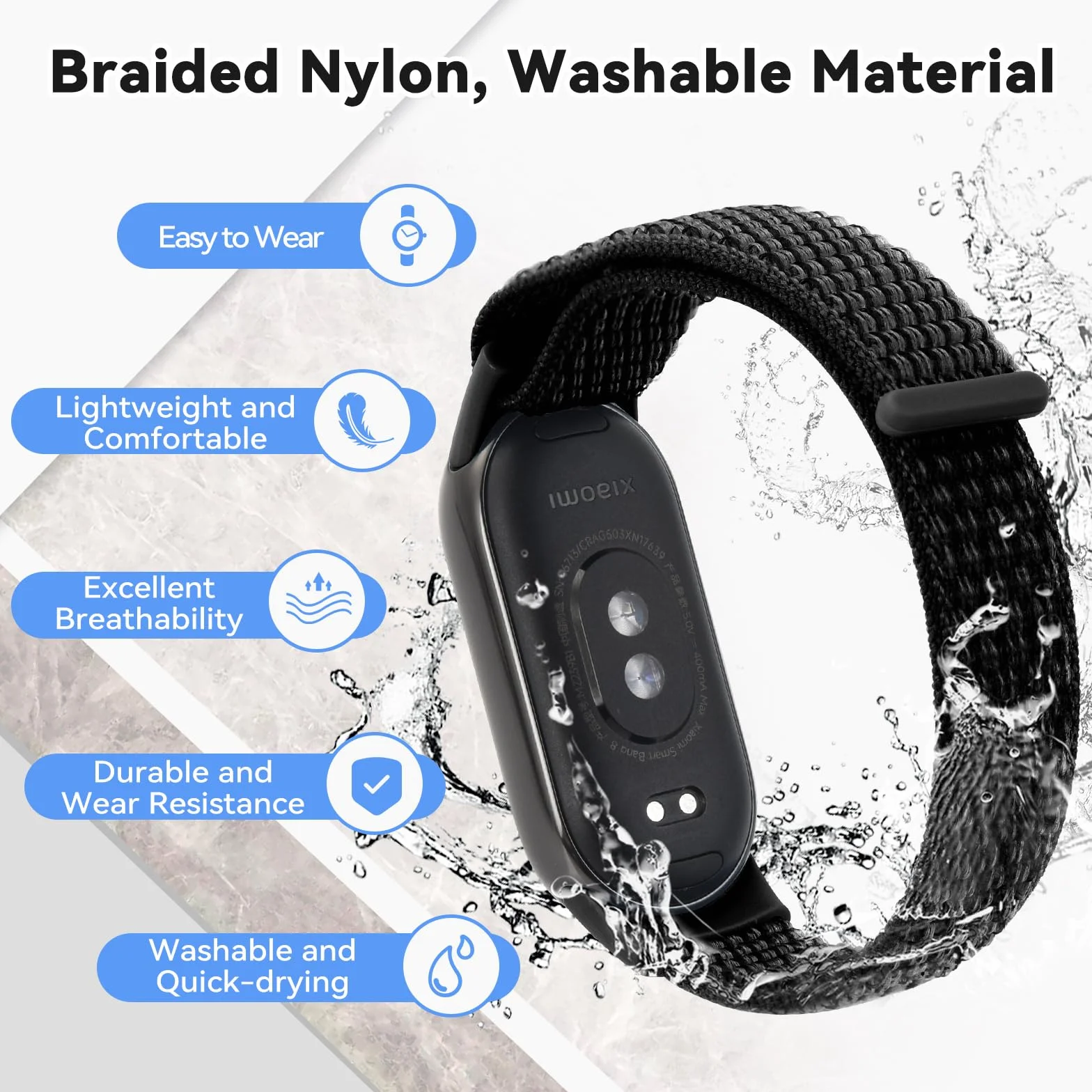 3 Piezas Correas Elástica de Nylon Compatible con Xiaomi Mi Band 9 y Mi Band 8, Pulseras de Repuesto Deportivo para Xiaomi Smart Band 9 8