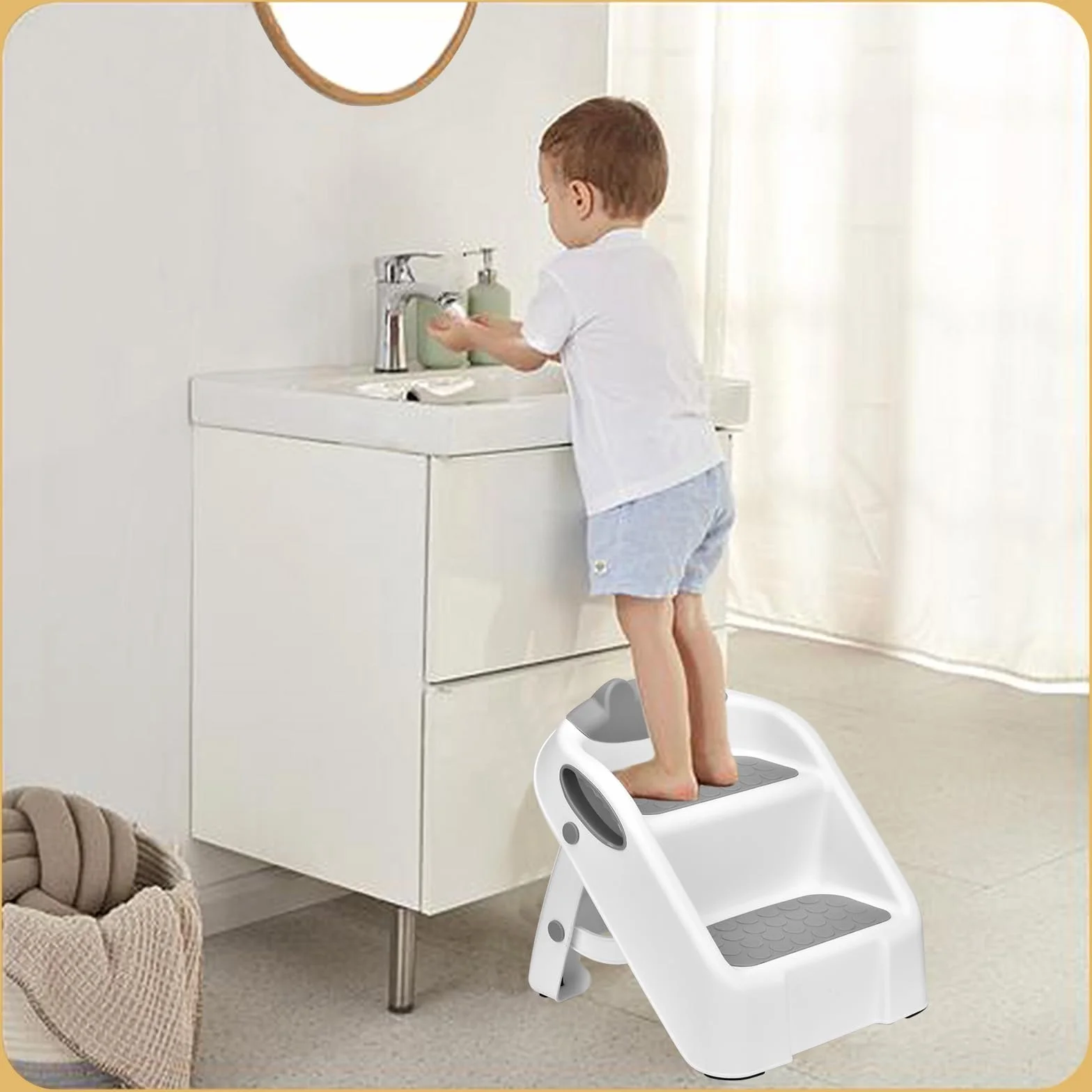 Taburete plegable para niños 2 niveles baño cocina