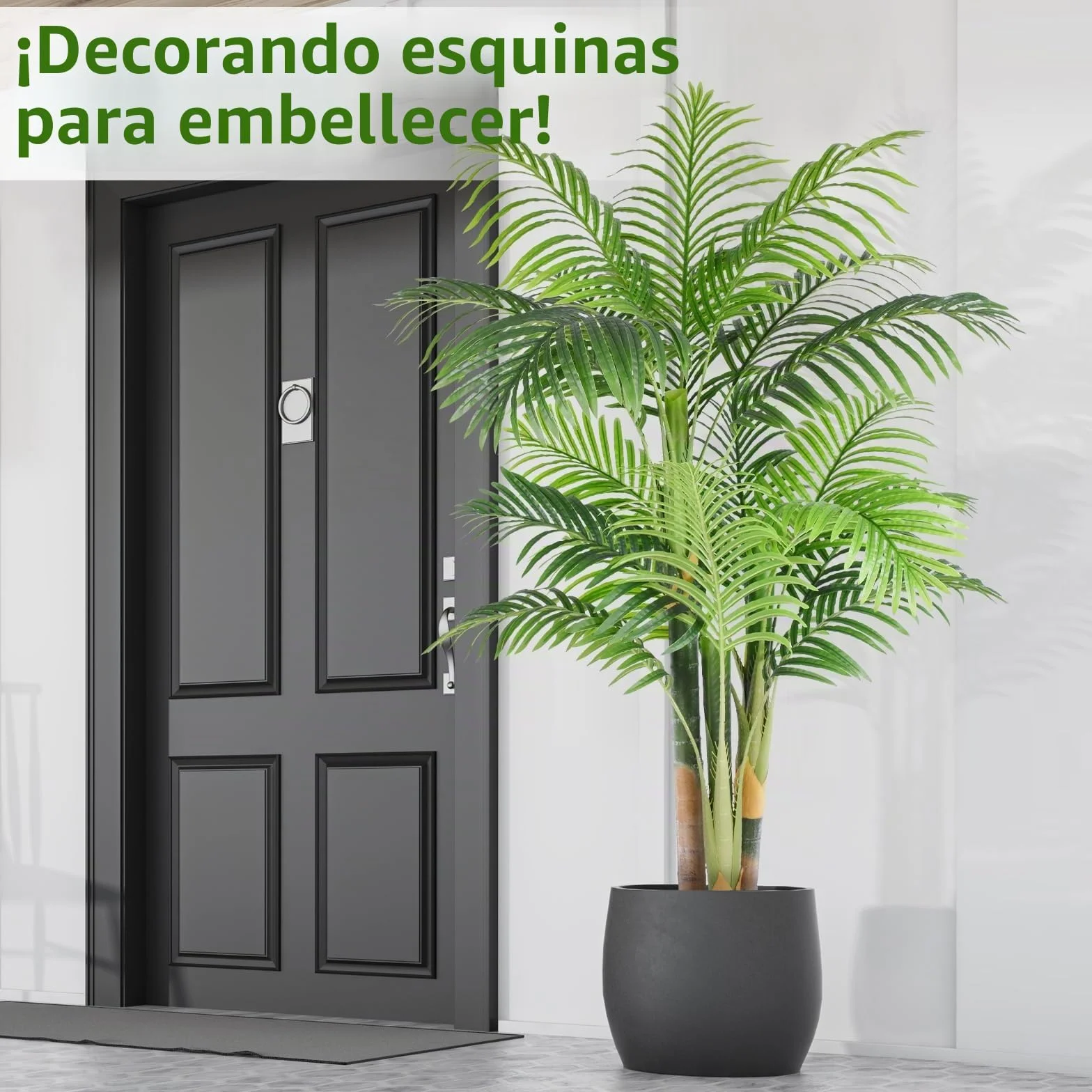 Palmera Artificial Triple Dorado 150cm, Planta Artificial Exterior Grande, arbol Artificial Interior o Exterior Alta para Patio Junto a la Piscina Césped Oficina Salón Balcón Jardín (1Pack)
