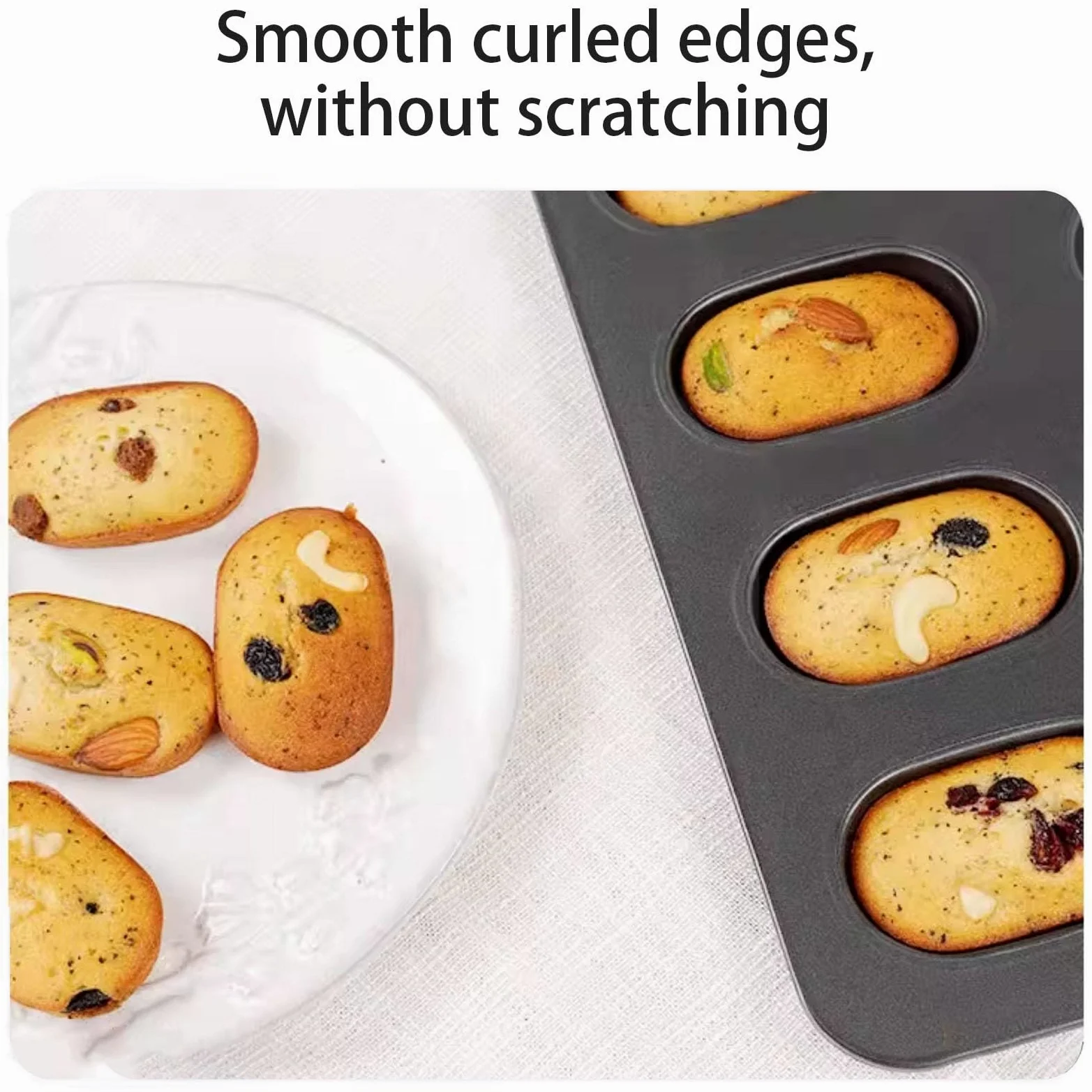 Molde Magdalenas Horno De Acero Al Carbono Con Divisores Ovalado Bandeja Para Hornear Brownie De Cocina Muffin Tray De 8 Cavidades Para Hornear