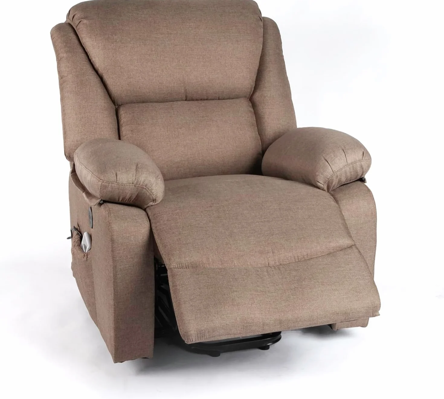 DUPI Sillón Relax Eléctrico Masaje Chicago, Sillón Masaje,con Calor Lumbar, reclinable,Microfibra (New Capuchino)