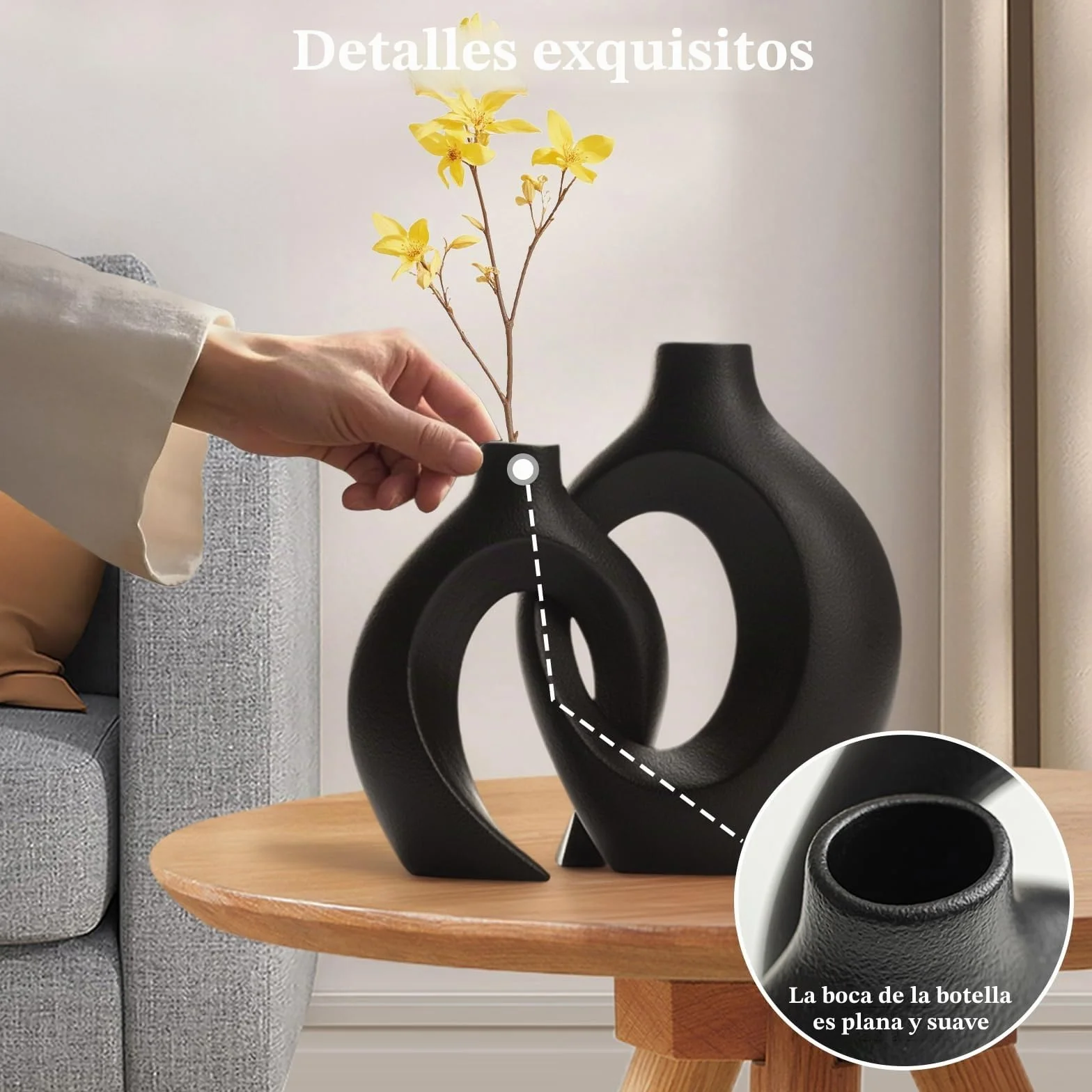 Jarrones de Cerámica,Juego de 2 Jarrones Decorativos Modernos,Centro de Mesa Bohemio para Mesa de Comedor,para Sala de Estar,Dormitorio,Bodas,Centro De Mesa De Fiestas(Grande + Pequeño)
