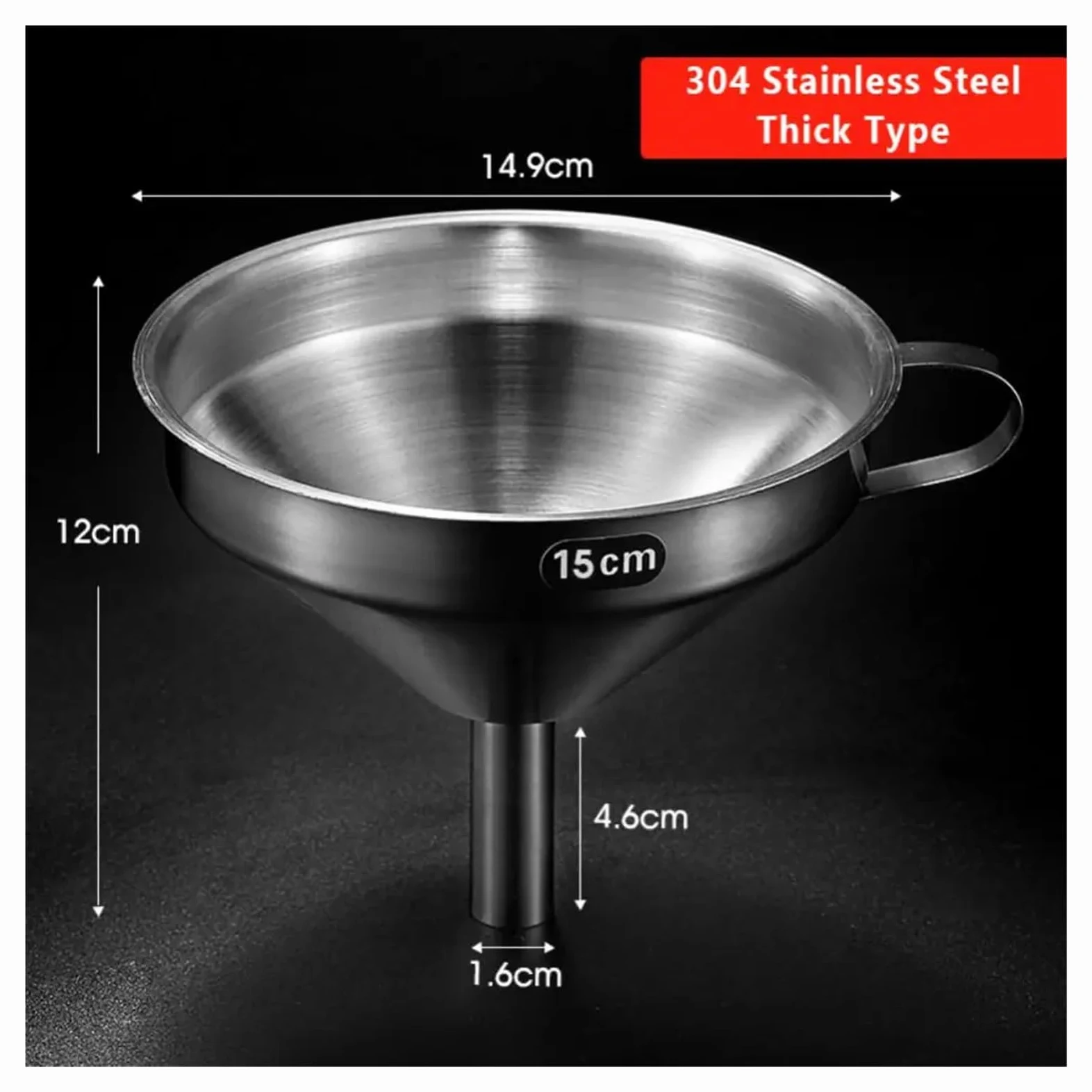 Embudo de Acero Inoxidable, Embudo de Cocina de Boca Ancha de Acero Inoxidable 201/304 con Filtro extraíble el 10,4-14,9 cm(304-14.9 CM)