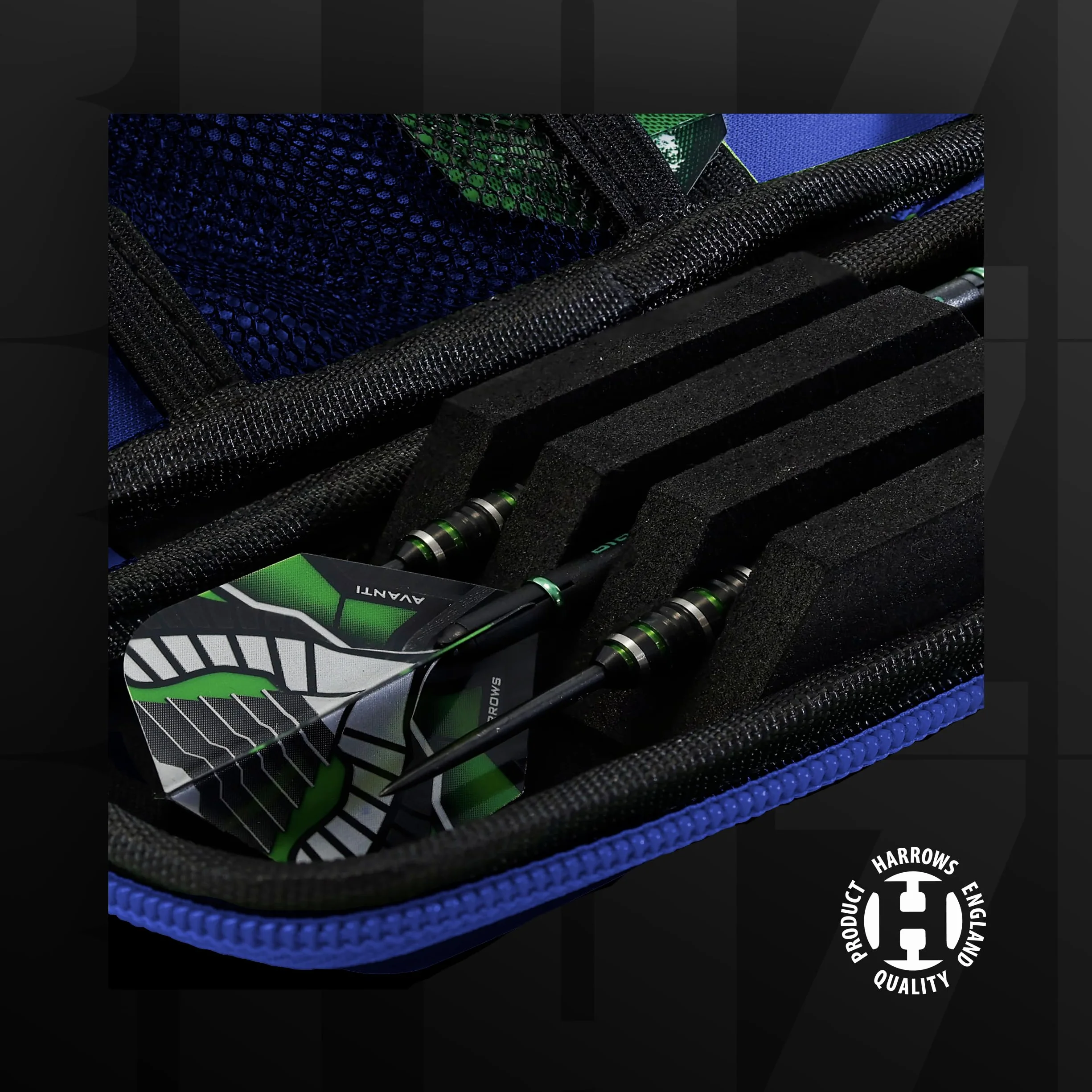 Harrows Blaze - Funda para dardos resistente y duradera de color azul - Puede contener dardos completamente montados