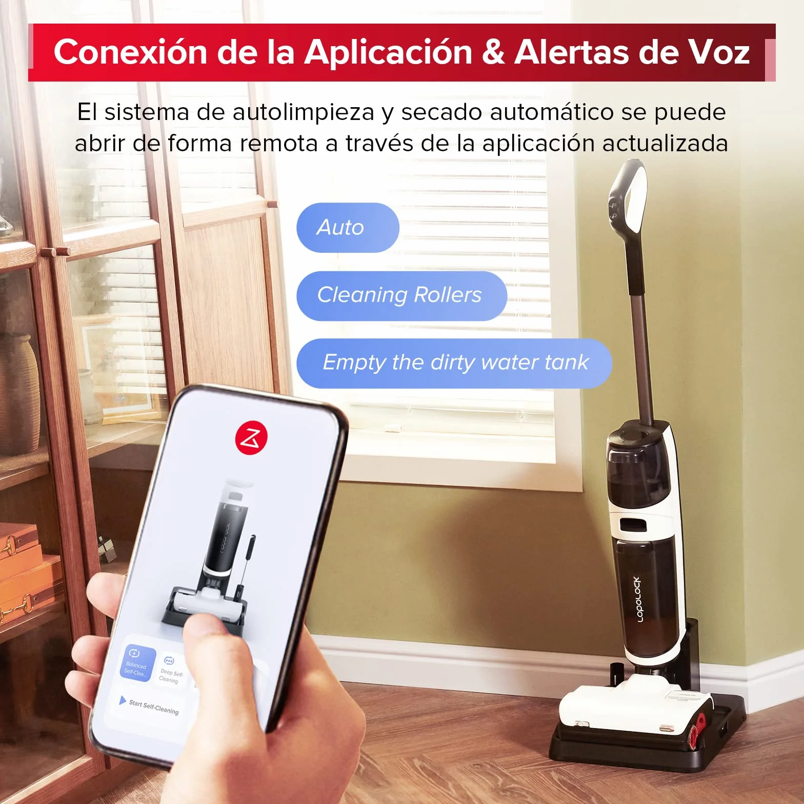 roborock Dyad Pro Aspiradora sin Cable en seco y húmedo, 17000pa Aspirador Escoba de Secado automático y autolimpieza con aplicación Inteligente y Tanques de Agua duales, para Suelos Duros