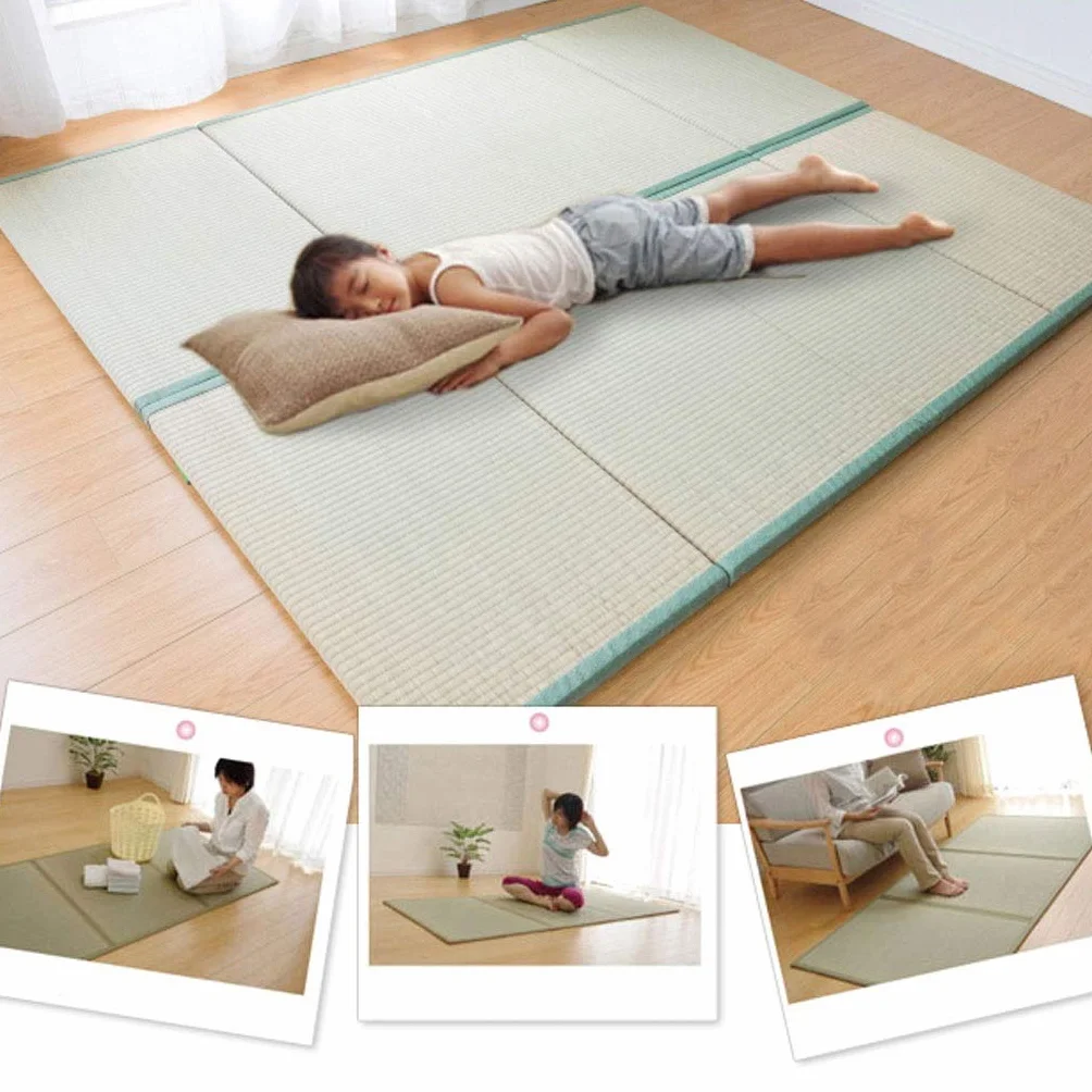 Tradicional Japonesa Tatami/futón colchón Firme y cómodo Verde/Natural de Rush Hierba/Gran pliega fácilmente for la Cama/meditación Espacio/Yoga/Zen Room/japonés Tearoom3.5cm Grueso
