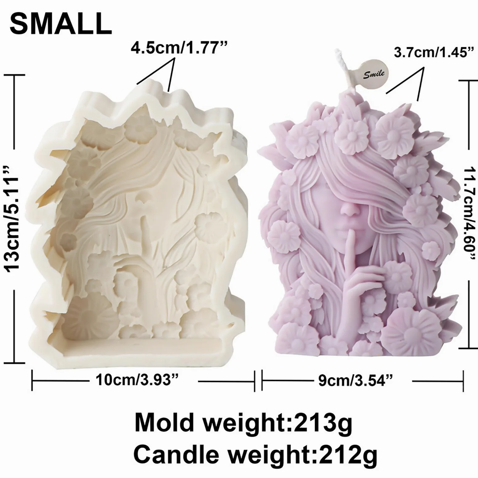 Precioso molde de silicona con forma de niña de las flores, S | Decoraciones de velas únicas, forma de vela suave y flexible para proyectos, forma llamativa en forma de