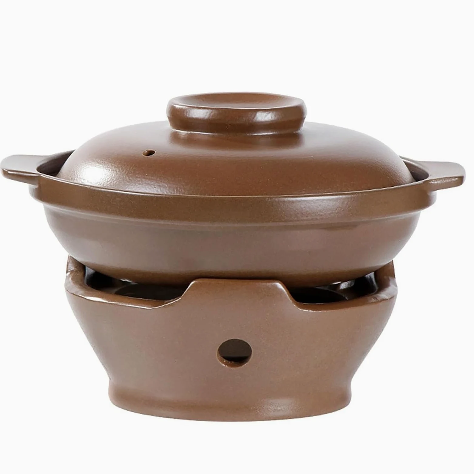 Cacerola de cerámica de terracota con tapa, utensilios de cocina de tierra para cenas y fiestas, olla de arcilla duradera para olla caliente y arroz, tamaño de 9.5 pulgadas