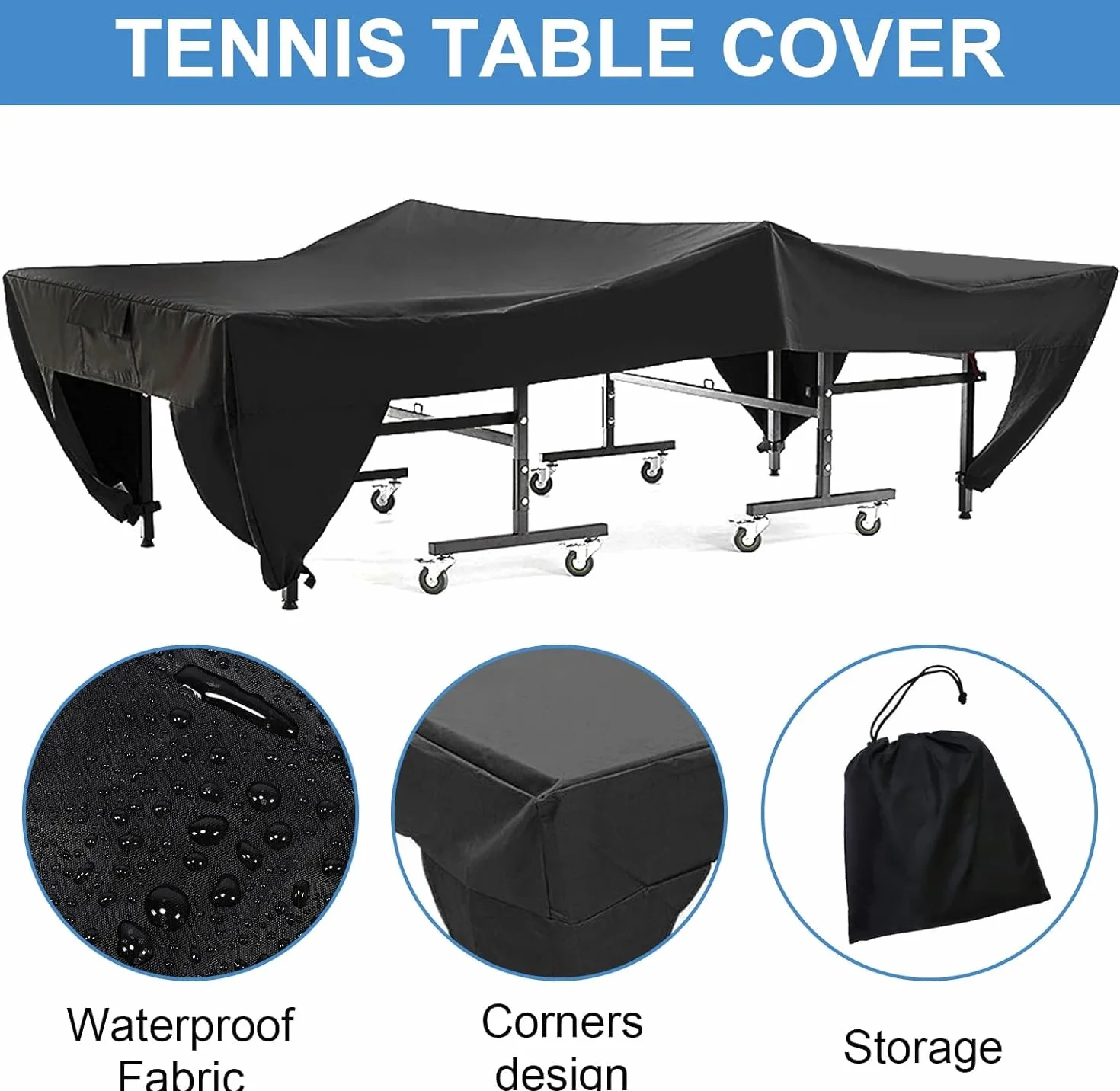Funda para Mesa de Ping Pong GAESHOW Impermeable Ajustable 280x153x73cm