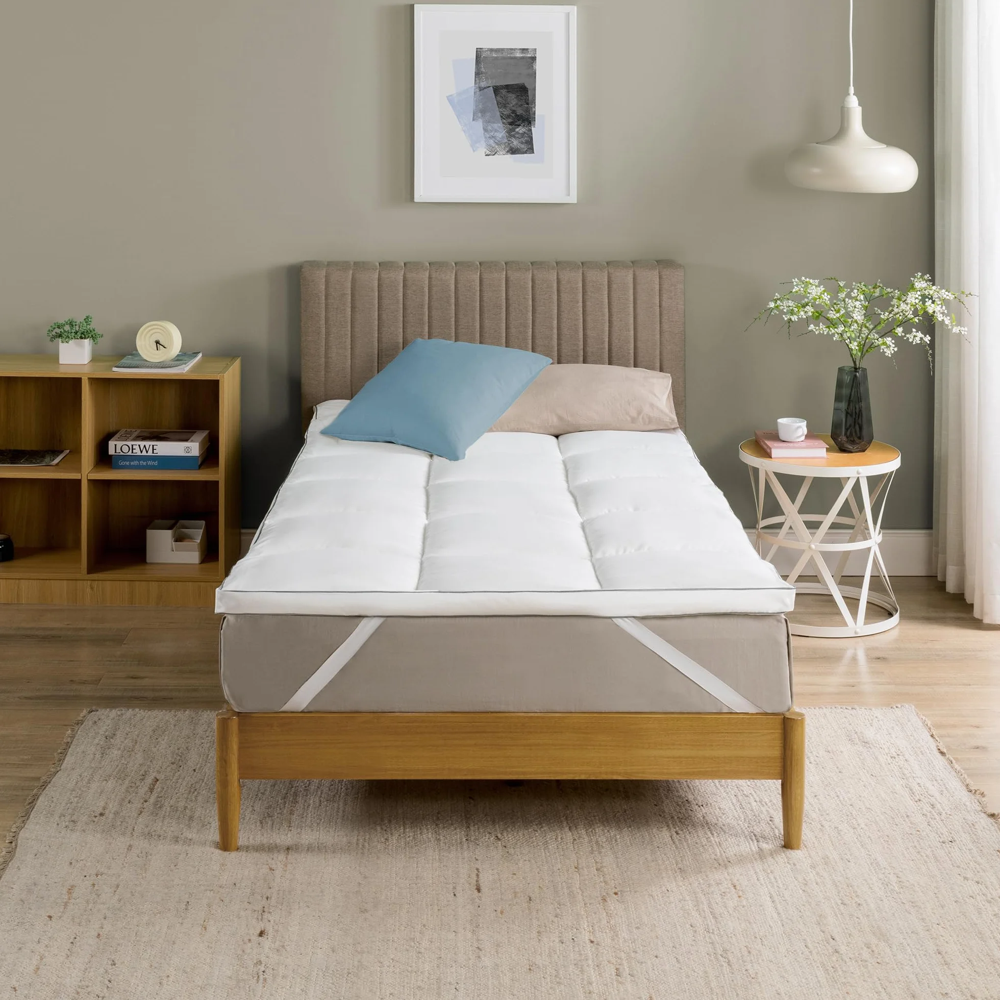 Zinus Mattress - Topper (poliéster, 200 x 90 cm), Color Blanco