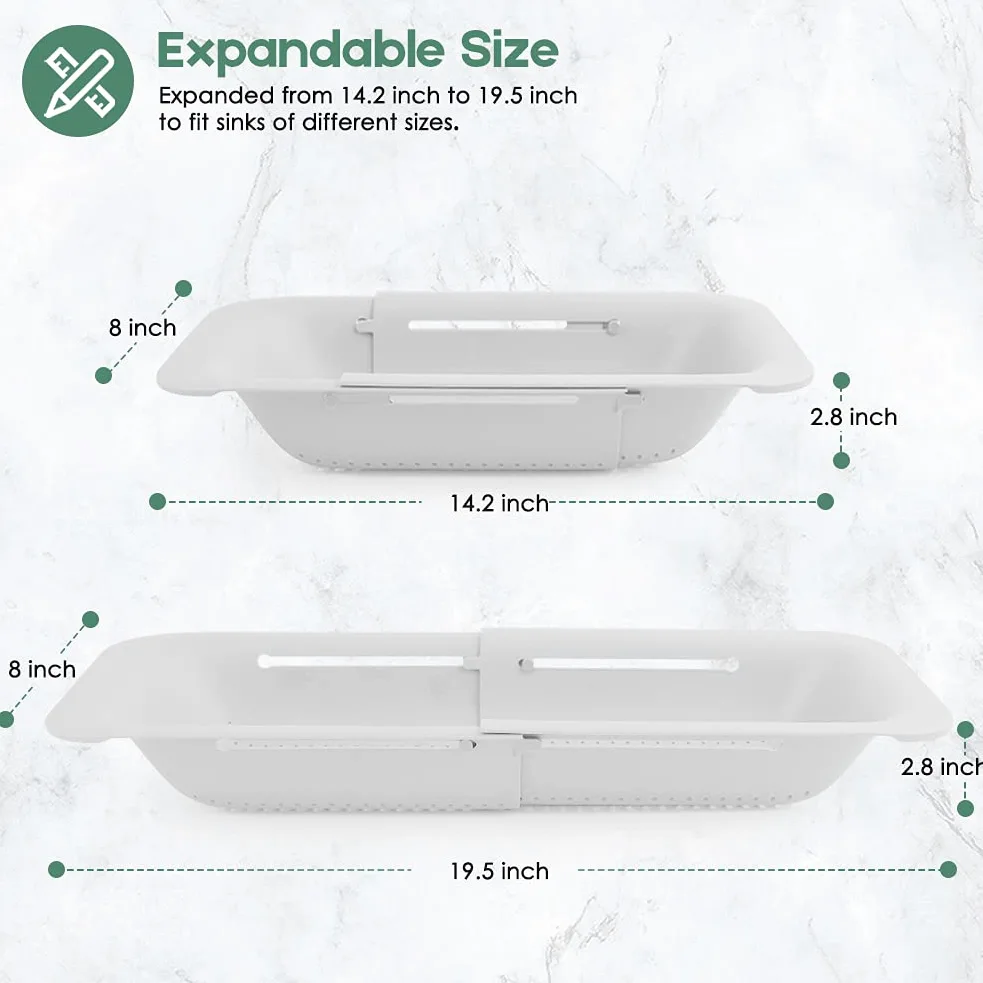 Colador plegable de cocina, colador extensible para frutas, verduras, fideos, pasta, alimentos, escurridor portátil para ahorrar espacio sobre el fregadero... (1, 7#blanco + gris)