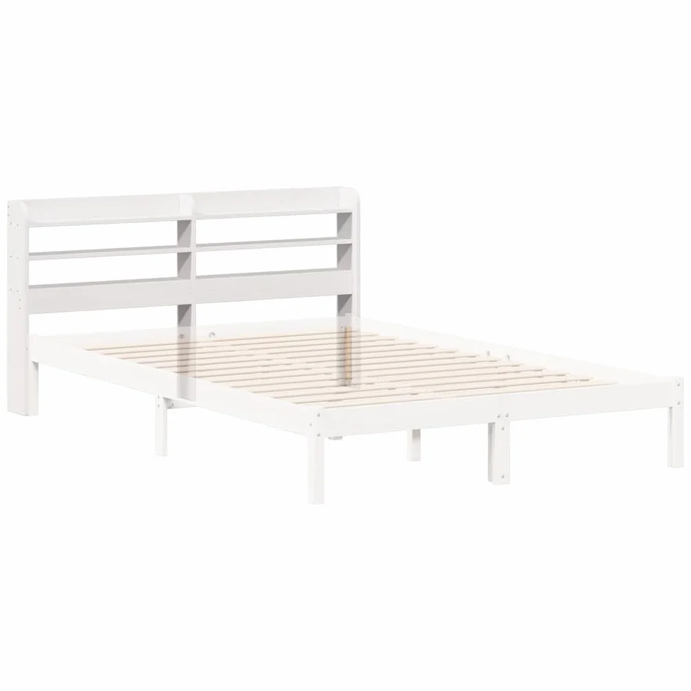 vidaXL Cabecero de Cama con estantes Madera Maciza Pino Blanco 140 cm, cabecero de Cama, cabecero de Madera Maciza, cabecero con estantes