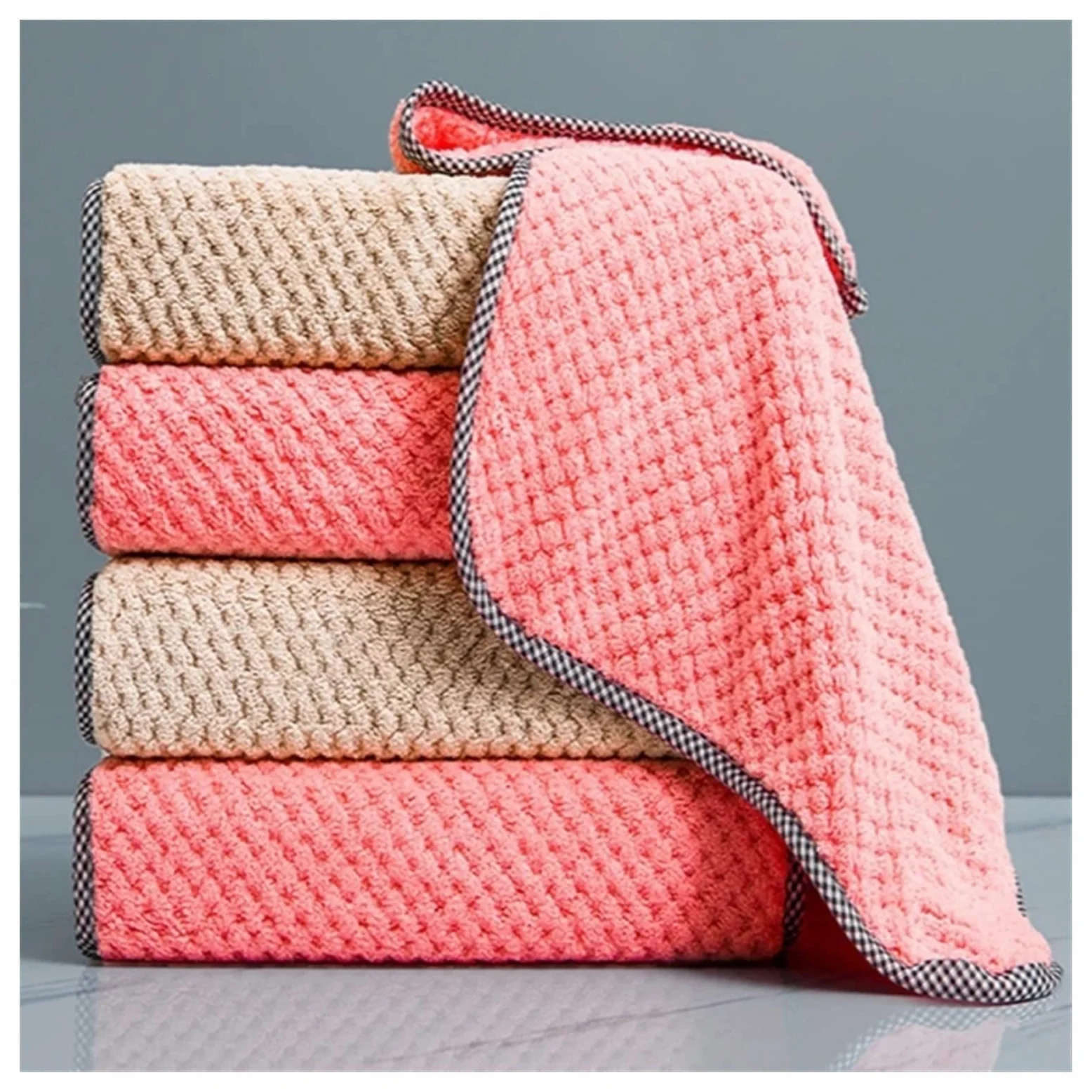 RWRAPS Trapos de Limpieza antigrasa, Suministros de Cocina, Toalla de Mano Absorbente y Colgante, paño de Cocina de Lana Coral, paño de Limpieza de Microfibra (5 Unidades al Azar)