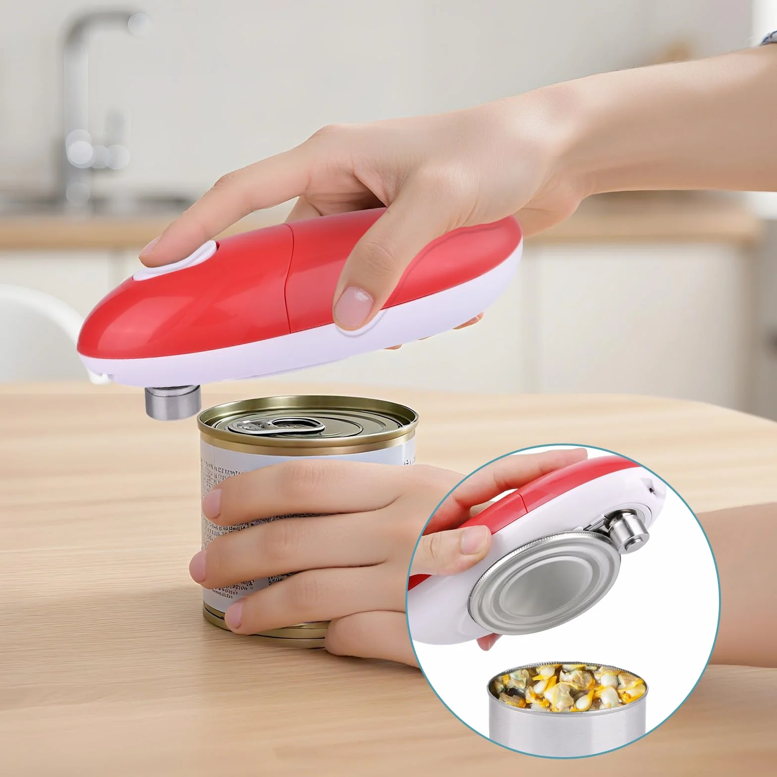 Abrelatas eléctrico, abrelatas, rotación automática de 360° y parada automática, con borde liso, funciona con pilas, ayudante de cocina para cocineros, ancianos, niños y heridos (negro)