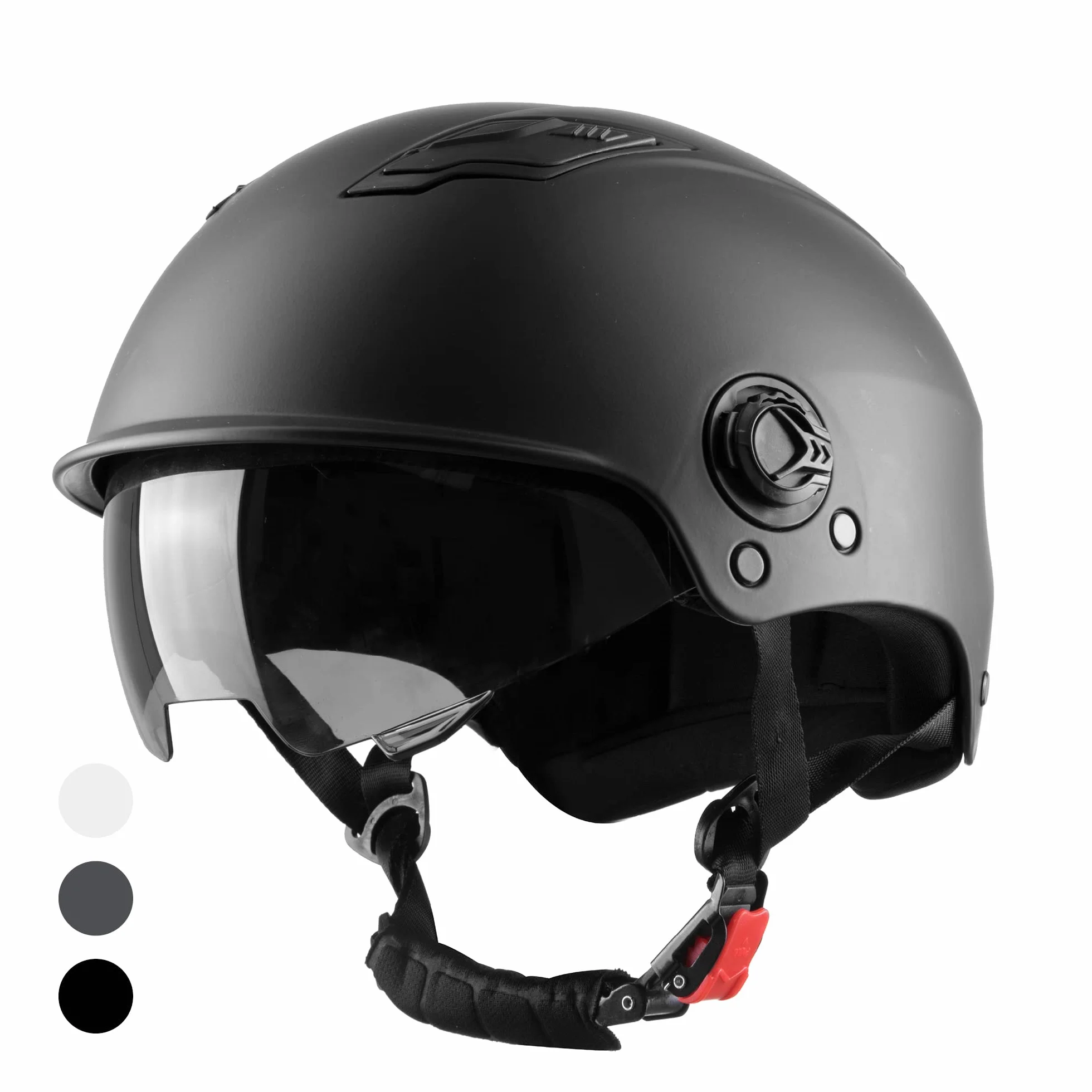 Westt Casco Bicicleta Adulto con Visera y Protector Solar, Negro Blanco & Gris
