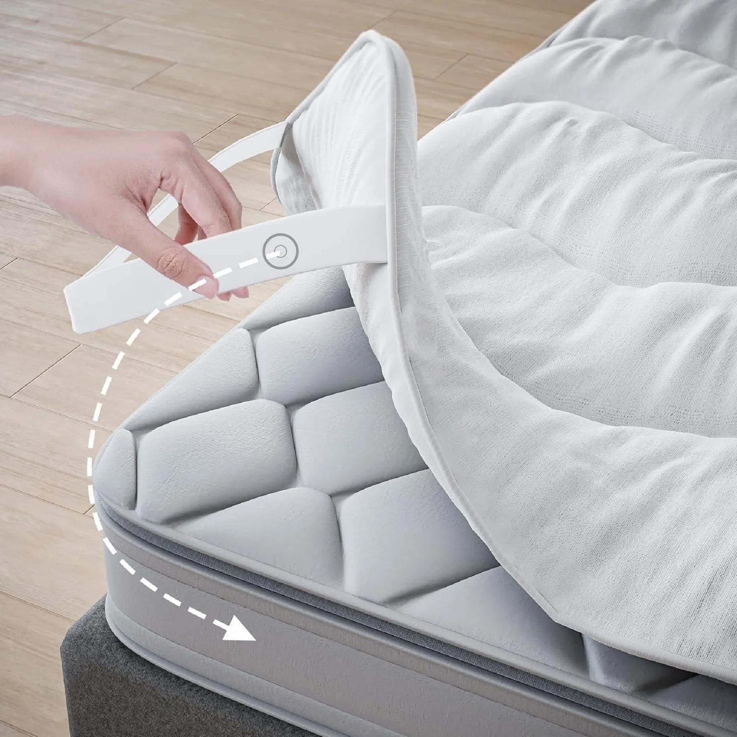 CASABEL Sobrecolchon 150x200 cm, Topper de Microfibra Suave, Transpirable, Antiácaros y de Fácil Cuidado, para Camas, Sofás Cama, Colchones Hinchables y Protección de Colchón