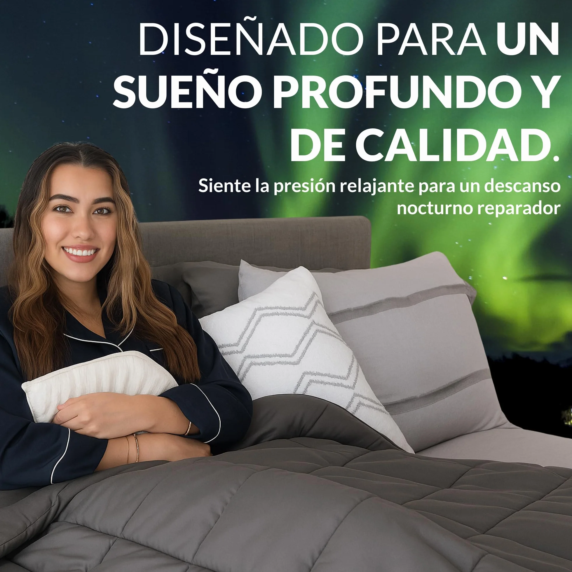 Polar Night Manta Pesada para Adultos - con Perlas de Vidrio, Microfibra, Norma Oeko-Tex® 100 - Transpirable, hipoalergénica, Incluye bucles de Cobertura - 150 x 200 cm, 5-13kg (5) (150 x 200 cm, 9)