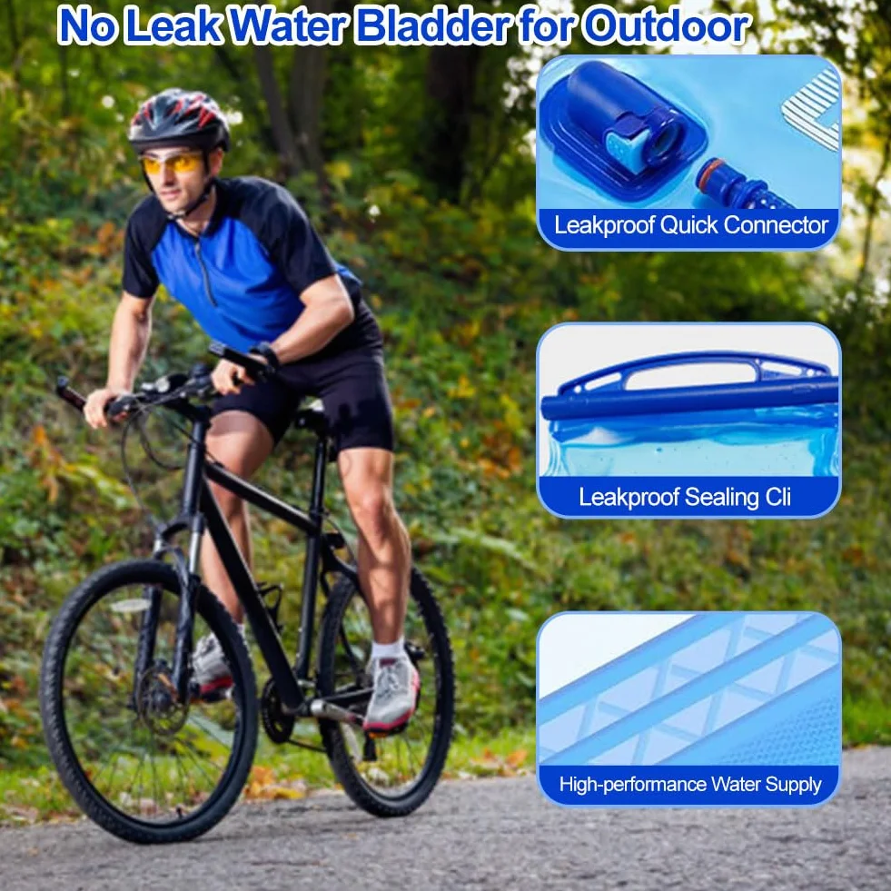 2L Bolsa de Hidratación, Soft Reservoir, Bolsa de Agua, Depósito de Agua a Prueba de Fugas para, Ideal para Ciclismo, Senderismo, Carrera, Camping y Escalada