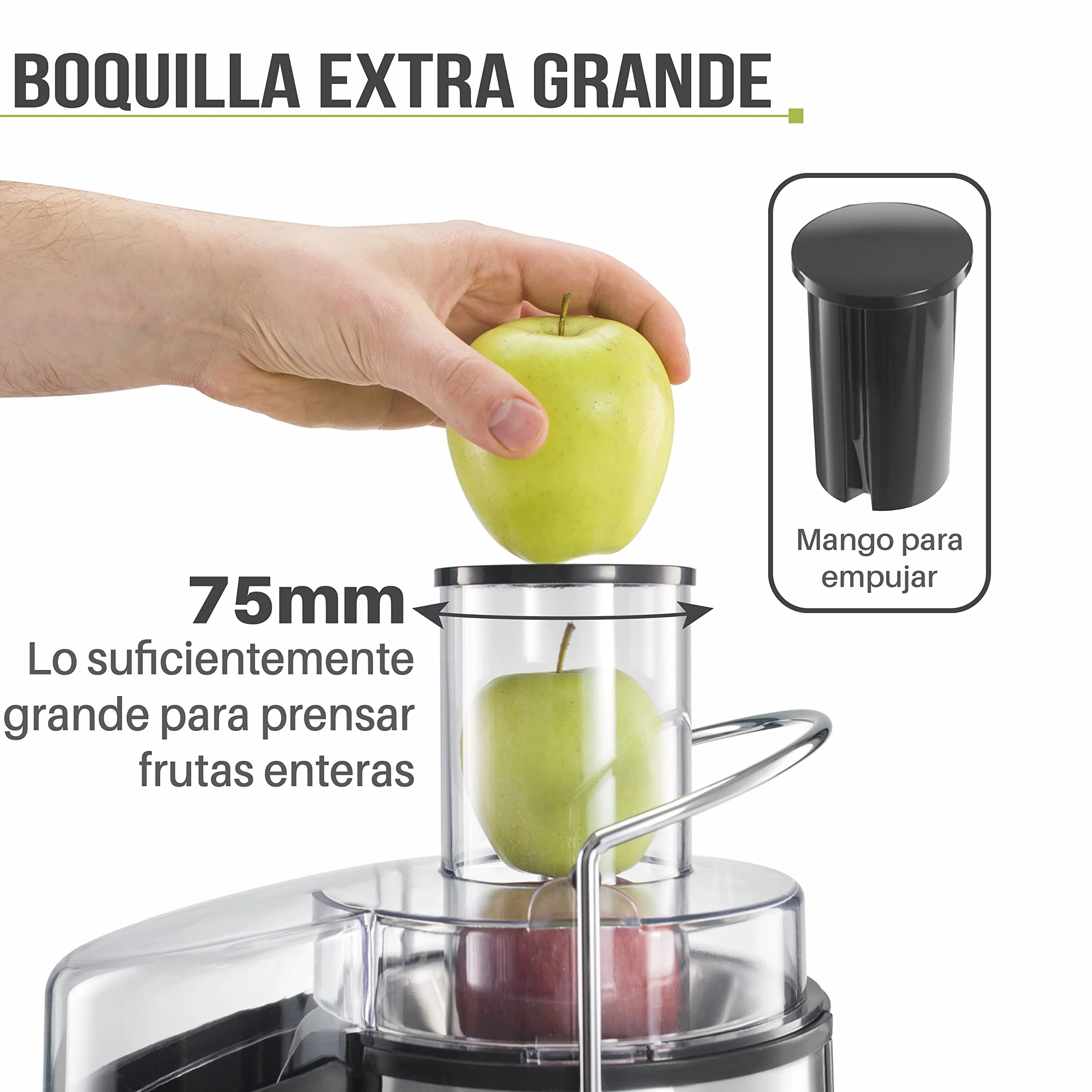 Licuadoras Gran Potencia (850 W) y 2 Velocidades - Exprimidor Zumo Gran Apertura (75 mm), Patas Antideslizantes - Juicer Extractor de Jugo de Verduras y Frutas