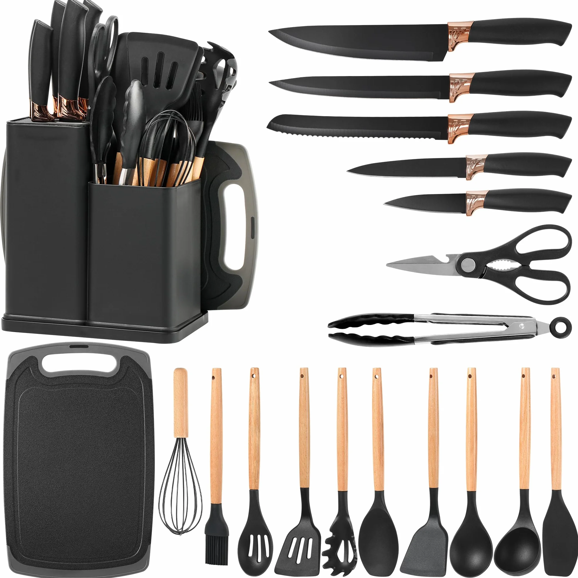Vortix 19 Piezas Juego de Utensilios de Cocina de Silicona con Soporte