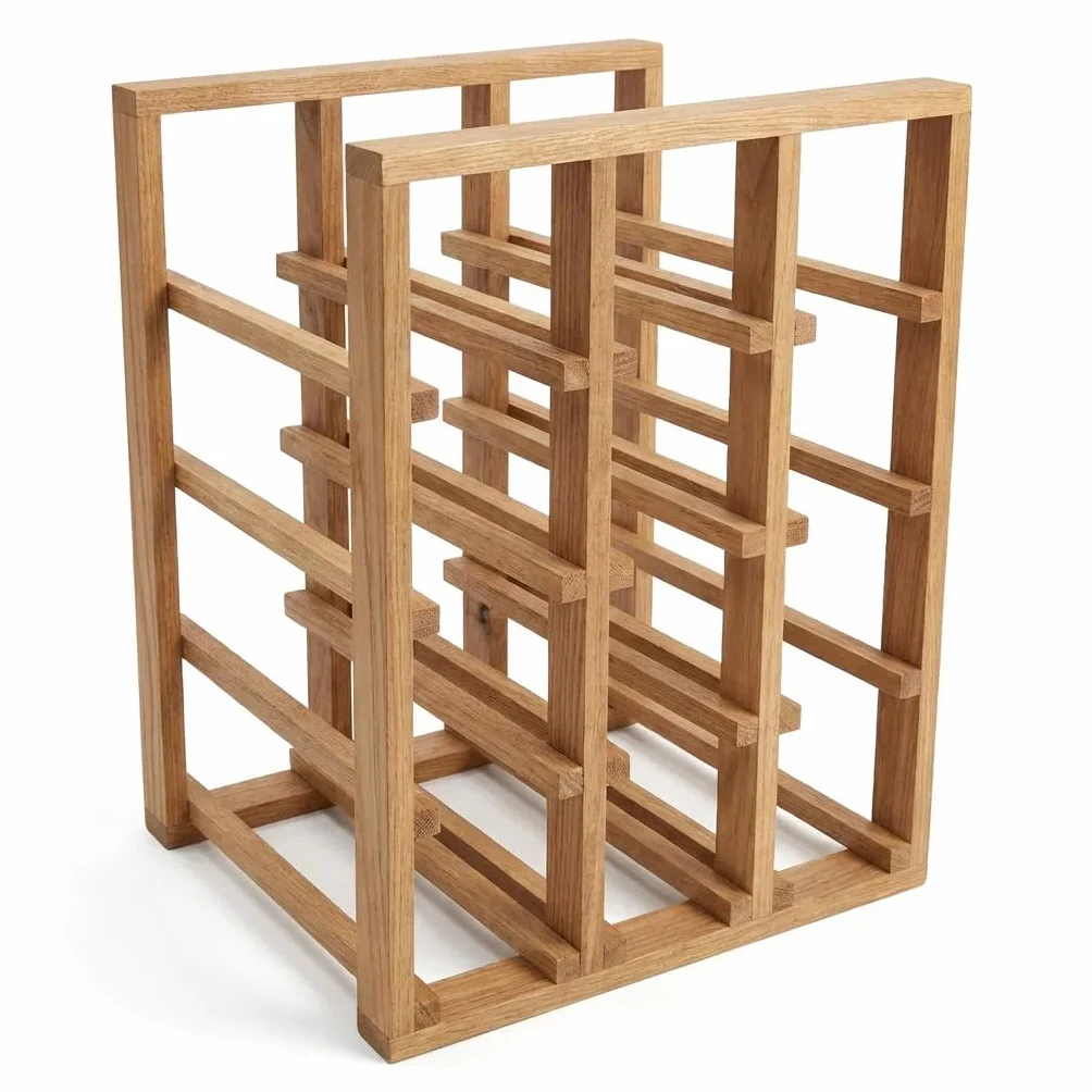 Botellero de Vino, Estante de Vino de Madera Maciza de 3 Niveles, Soporte Independiente para 12 Botellas, Adecuado para Cocina, despensa, Bodega, Bar, 28.8x30x38, XZ-22285