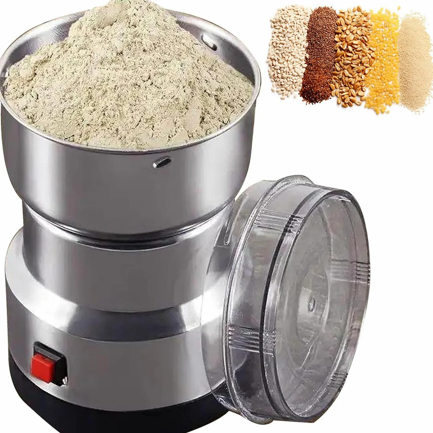 Molinillo de alimentos eléctrico: pulverizador de alta velocidad de acero inoxidable de 300 g para moler granos, harina, granos de café y condimentos