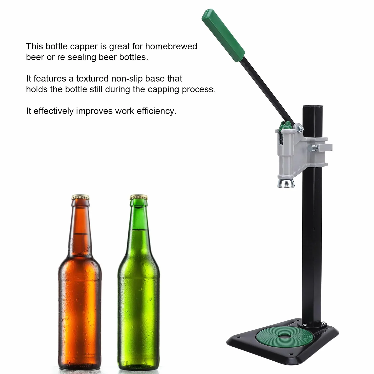 Denash Taponadora de Botellas Manual, Máquina Taponadora de Botellas de Hierro de Montaje en Banco con Base Antideslizante para Botellas de Aceite de Refrescos de Cerveza Casera