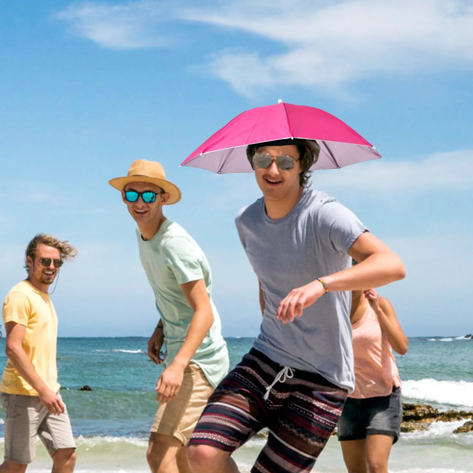 Sombrero Paraguas De Cabeza Impermeable Reutilizable Manos Libres Ajustable Con Banda Elástica