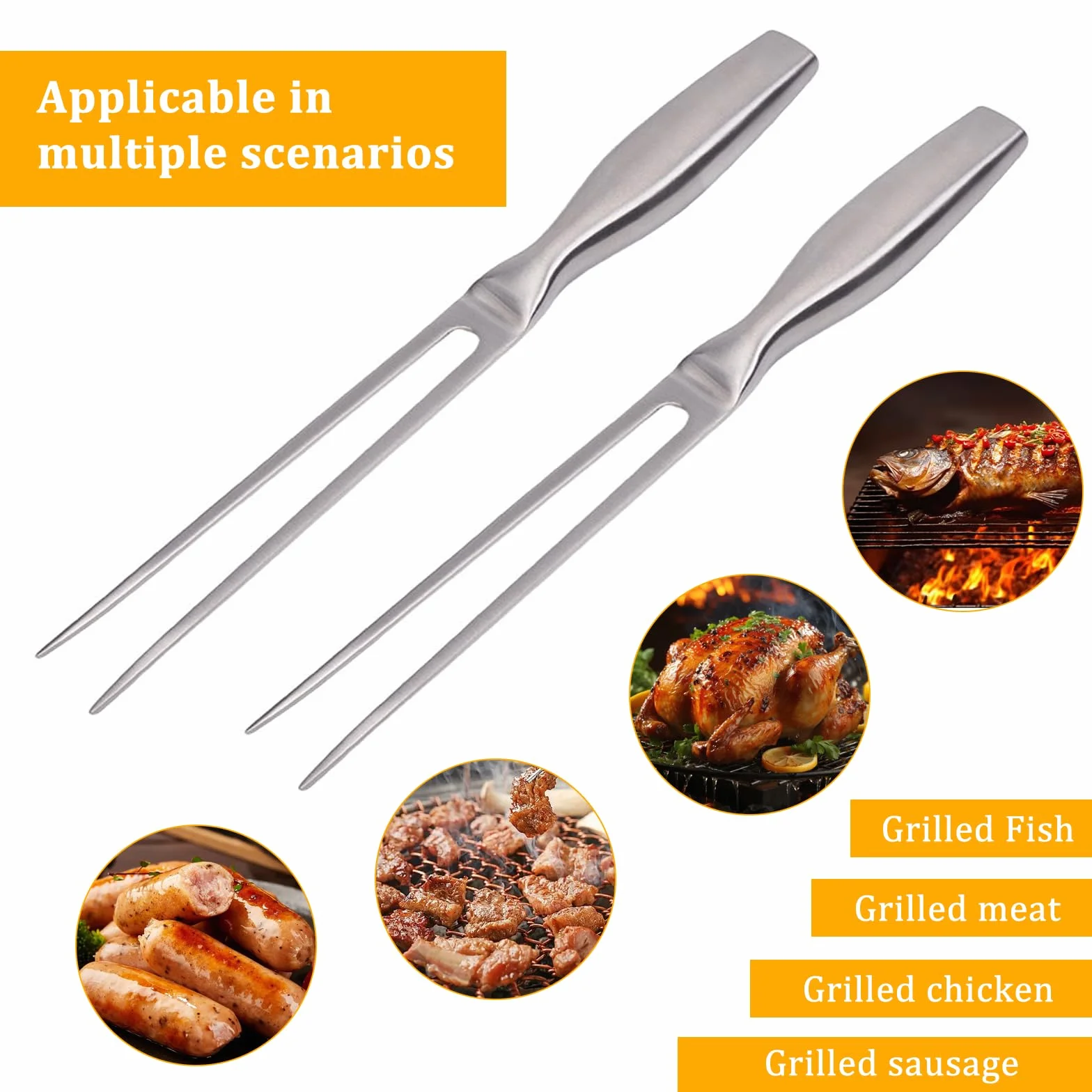 2 Piezas 27 cm Tenedor de Trinchar con Mango Ergonómico Tenedor de Cocina de Carne Trinchado de Acero Inoxidable para Trinchar Carne Ideal para Barbacoa Uso en Cocinas Domésticas Parrillas