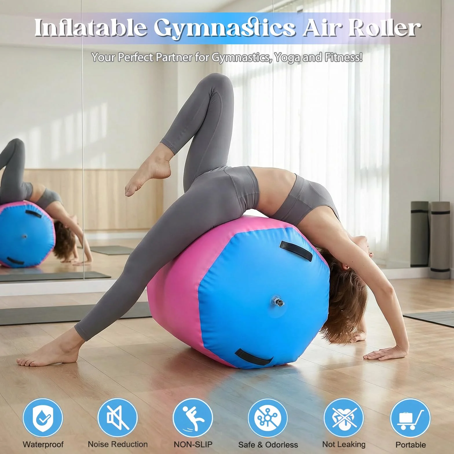 Rollo de aire inflable de PVC para yoga fitness 80 x 100 cm
