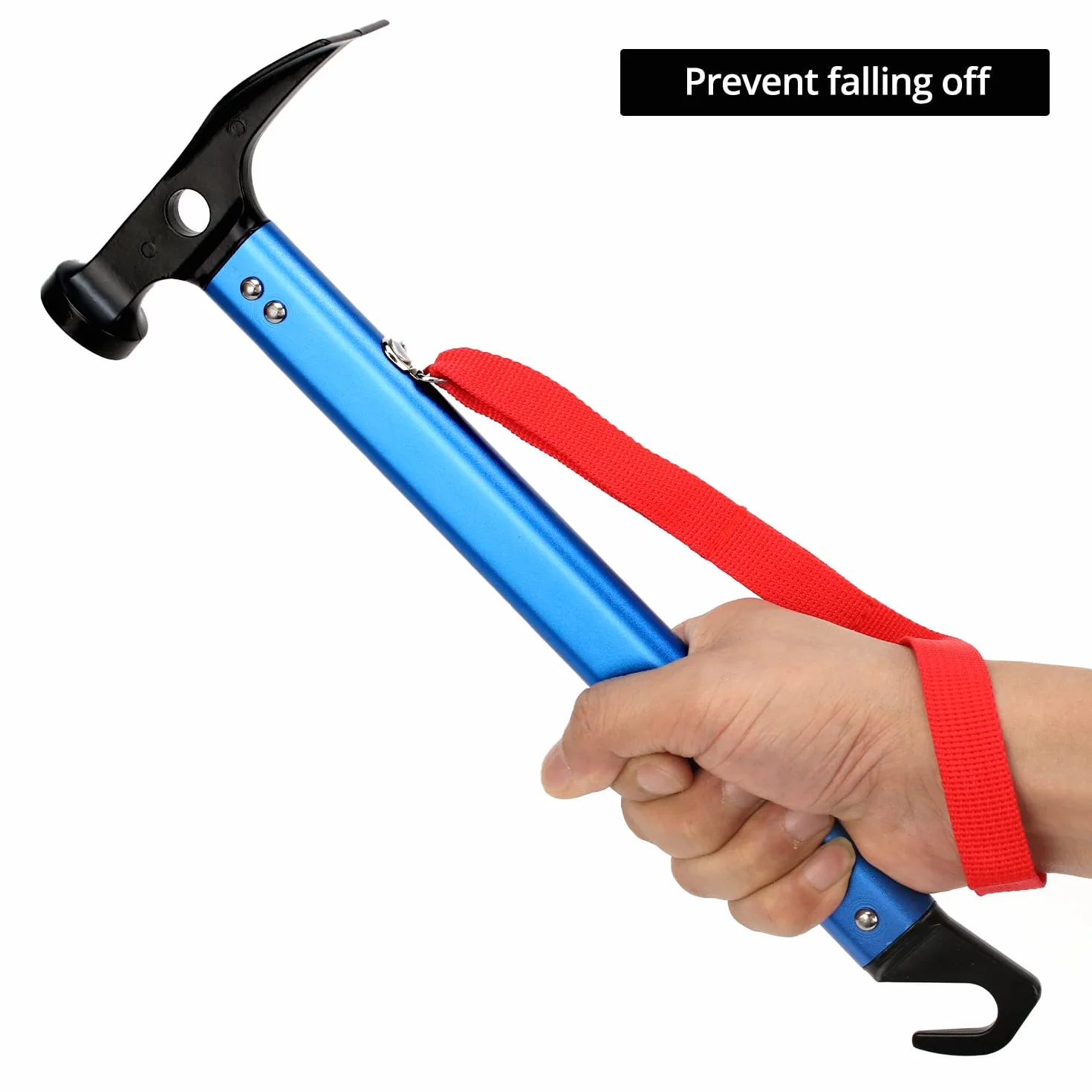 QWORK Martillo Camping 30.5 cm Aluminio Multifuncional Azul 430 gramos