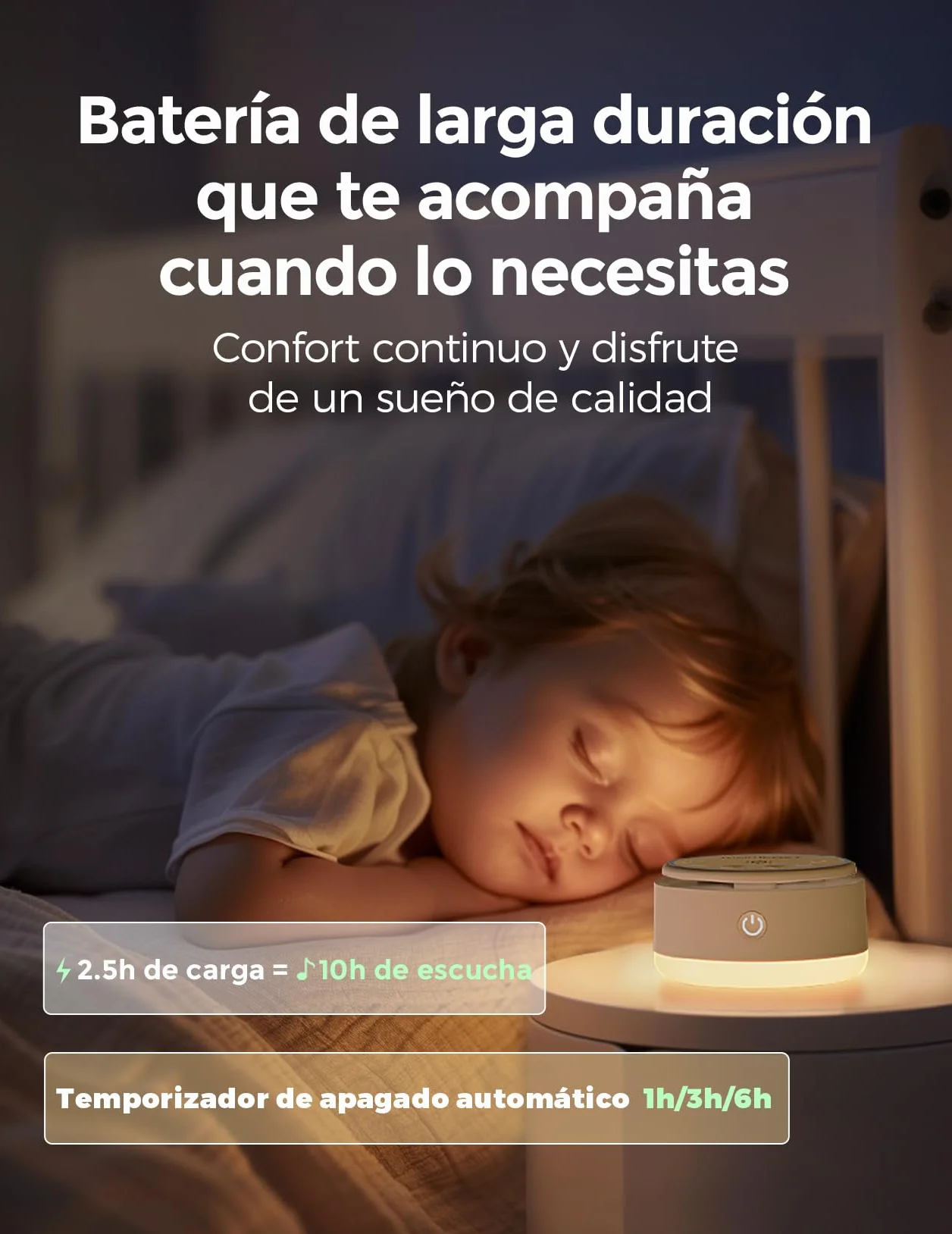 Momcozy Maquina Ruido Blanco Bebe con 20 Sonidos Relajantes Luz Nocturna Tactil Temporizador Sueno Memoria Portatil