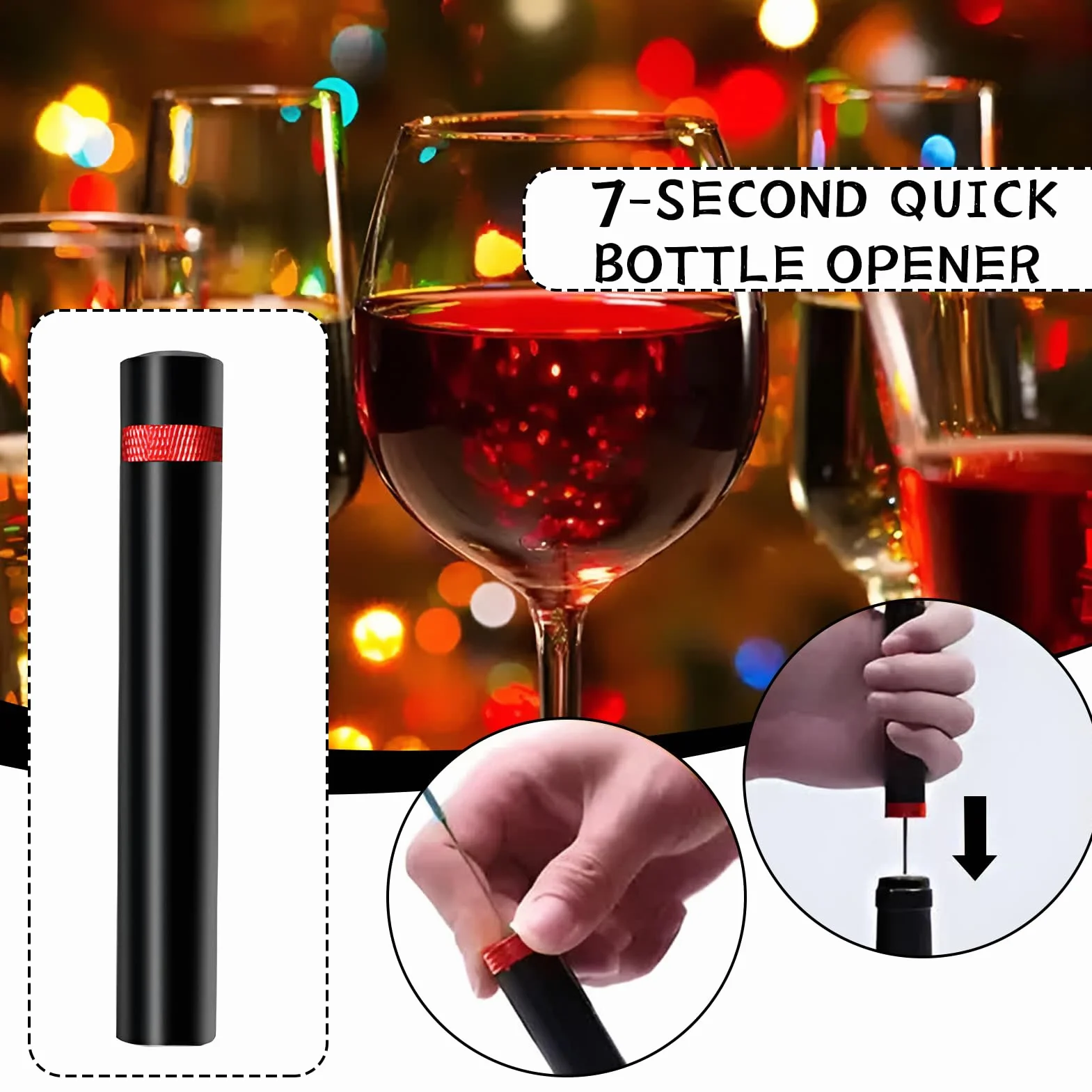 vcsjw Abridor de vino de presión de aire 2 en 1, abrebotellas de vino, sacacorchos de aire comprimido, abrebotellas de vino, bomba de aire portátil para bolsas de viaje, para el hogar, restaurante,