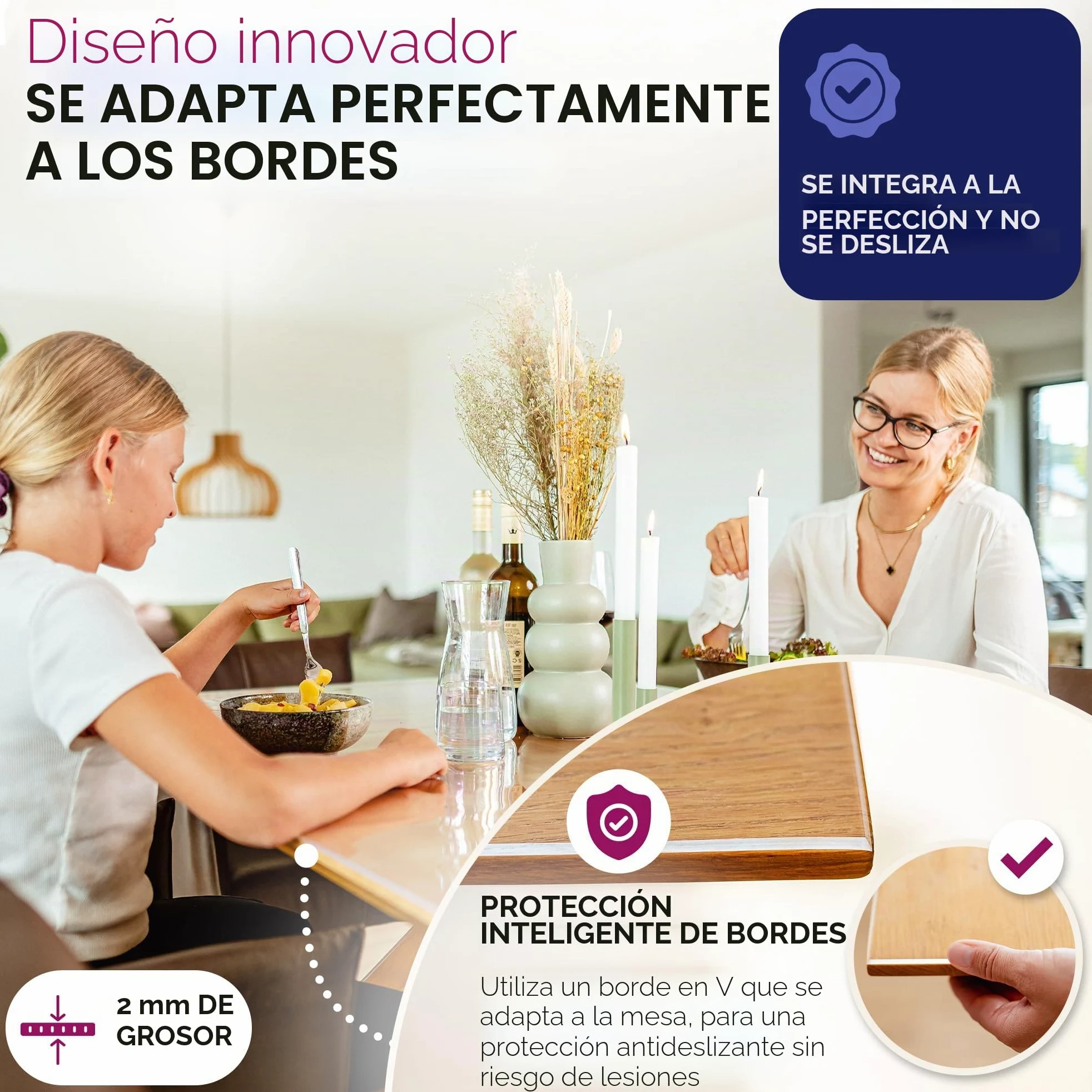 Película transparente de 2 mm + borde biselado, mantel transparente, protección de mesa, Made in Germany, dimensiones personalizadas, se puede seleccionar el tamaño (Ancho 70 cm x Longitud 120 cm)