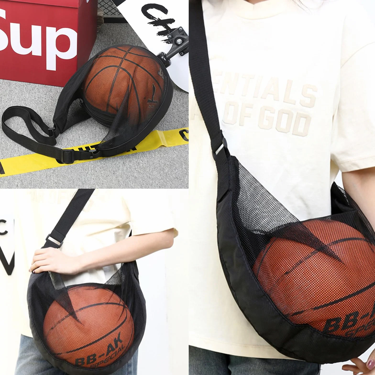 Guarda Pelotas Futbol Mochila Bolsa de Malla Deportiva Portátil para Deportes
