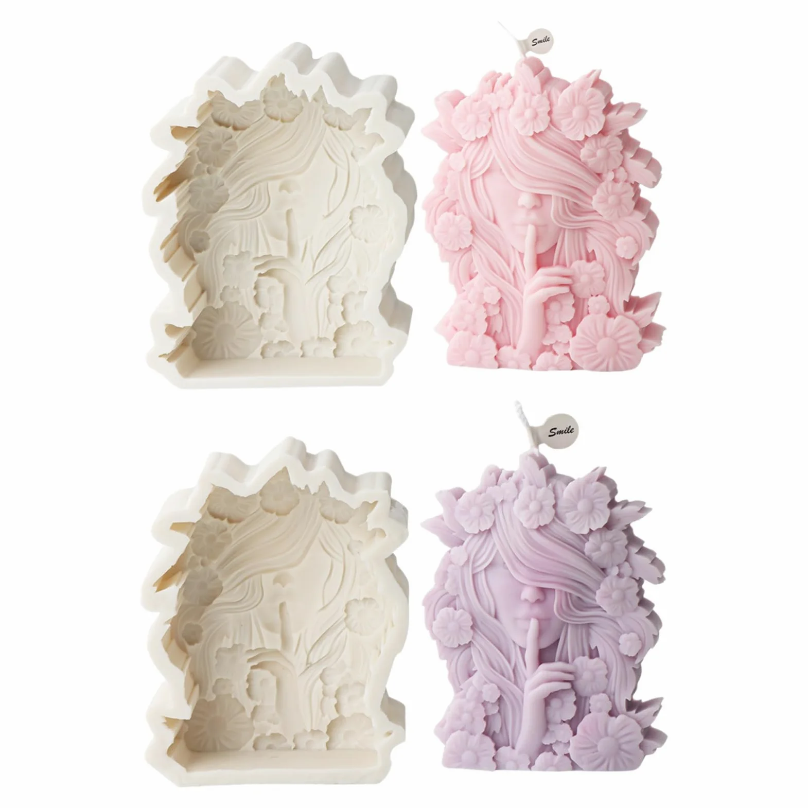 Precioso molde de silicona con forma de niña de las flores, S | Decoraciones de velas únicas, forma de vela suave y flexible para proyectos, forma llamativa en forma de