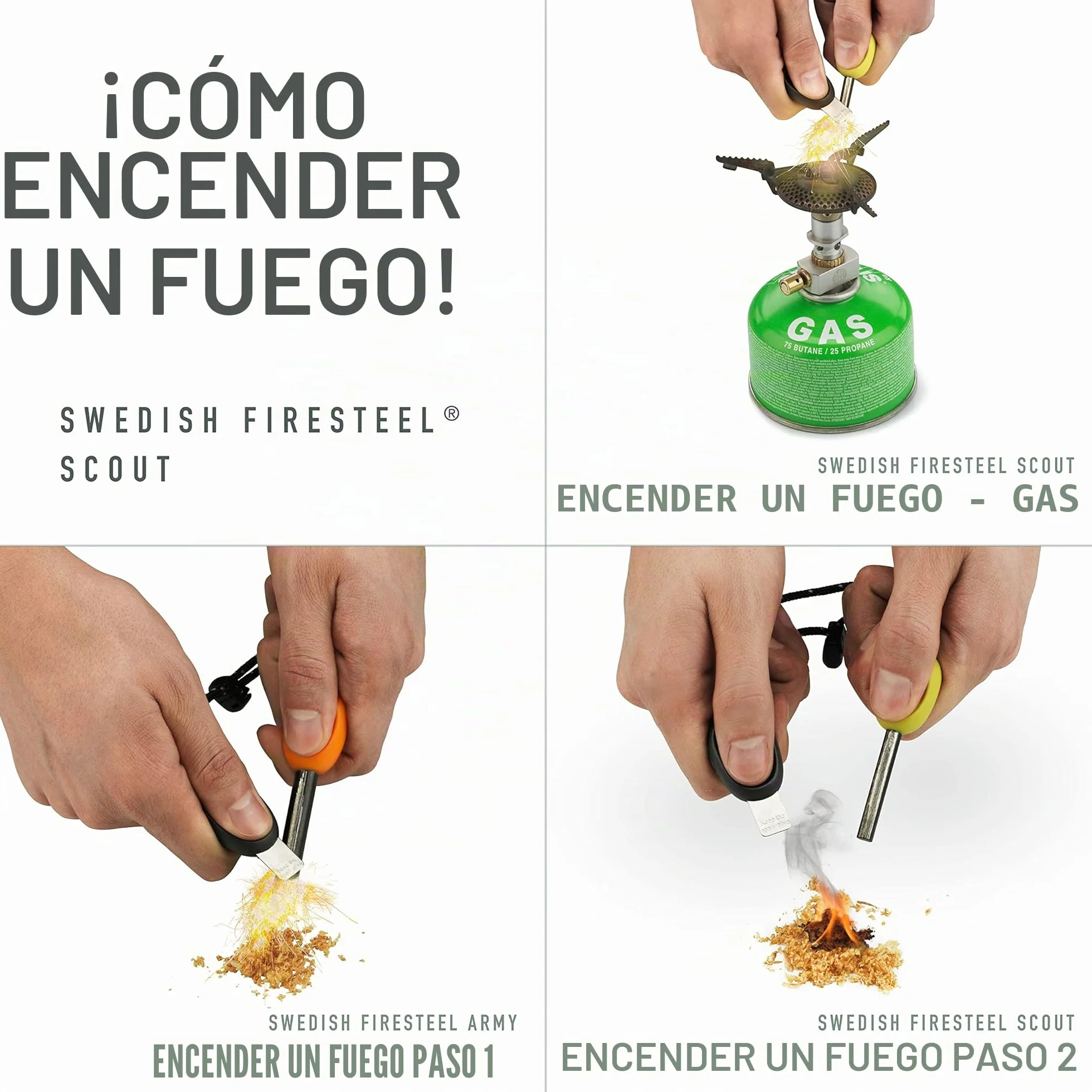 Light My Fire Pedernal de Supervivencia Profesional Scout – Herramienta Encendedor Ferrocerio 2 en 1 3000 Encendidos