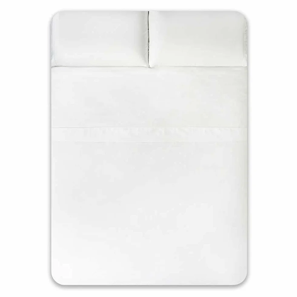 COTTON ARTean Juego de sábanas 180x190/200 Saten algodón Egipcio 400 Hilos LOREA blanco 4 piezas: Encimera, 2 Fundas de Almohada, Bajera Ajustable