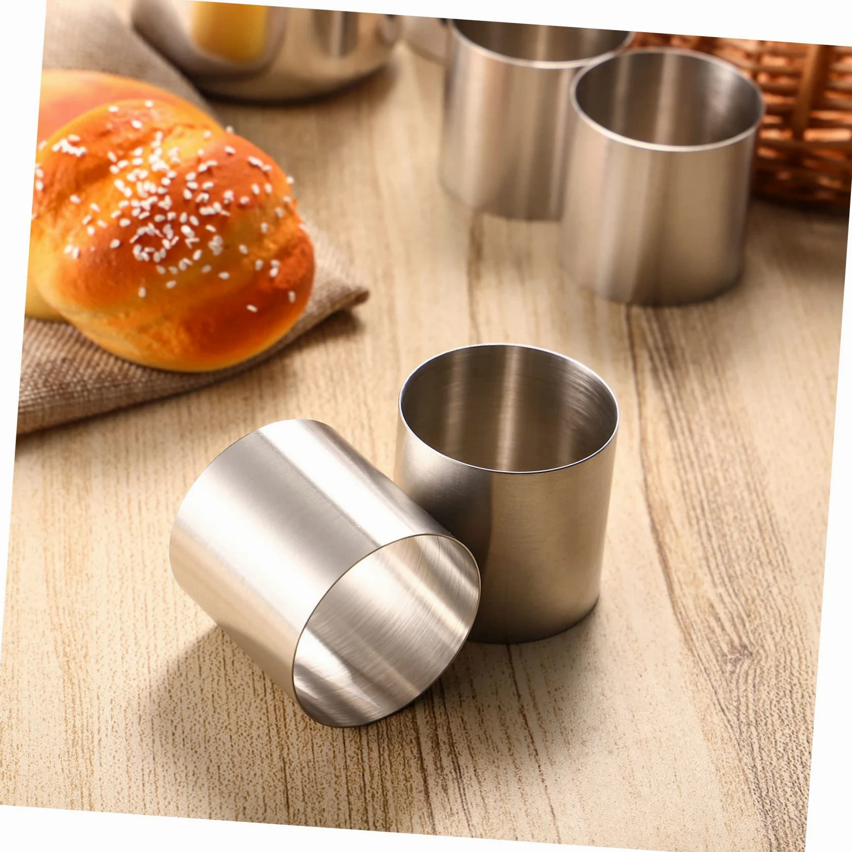 8 Piezas de Moldes Redondos de Acero Inoxidable para Mini Tartas y Pasteles de Mousse, Reutilizables y Fáciles de Desmoldar, Ideales para Hornear Postres