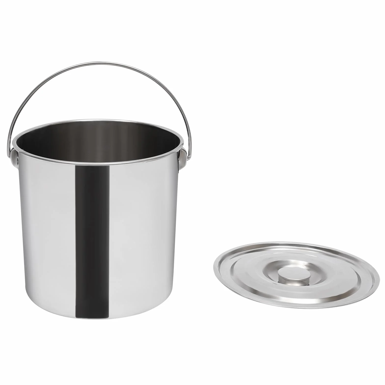 Cubo con tapa, acero inoxidable, asa, cubo de cocina, cubo de comida, fondo grueso, cubo de agua, ranuras antideslizantes, cubo de acero inoxidable apto para alimentos (20 L)