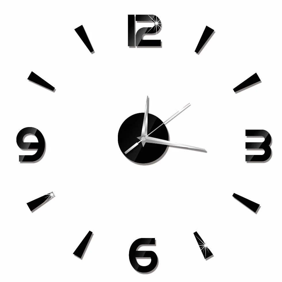 Tyenaza Reloj Adhesivo de Pared, 60 x 60 cm Reloj de Pared Silencioso y Adhesivo, Reloj de Pared Grande Salon sin Marco DIY Silencioso Moderno para Decoración, para Casa, Restaurante, Hotel(Negro)